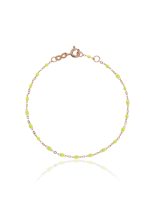 18kt rose gold Classic Gigi lime green beaded bracelet