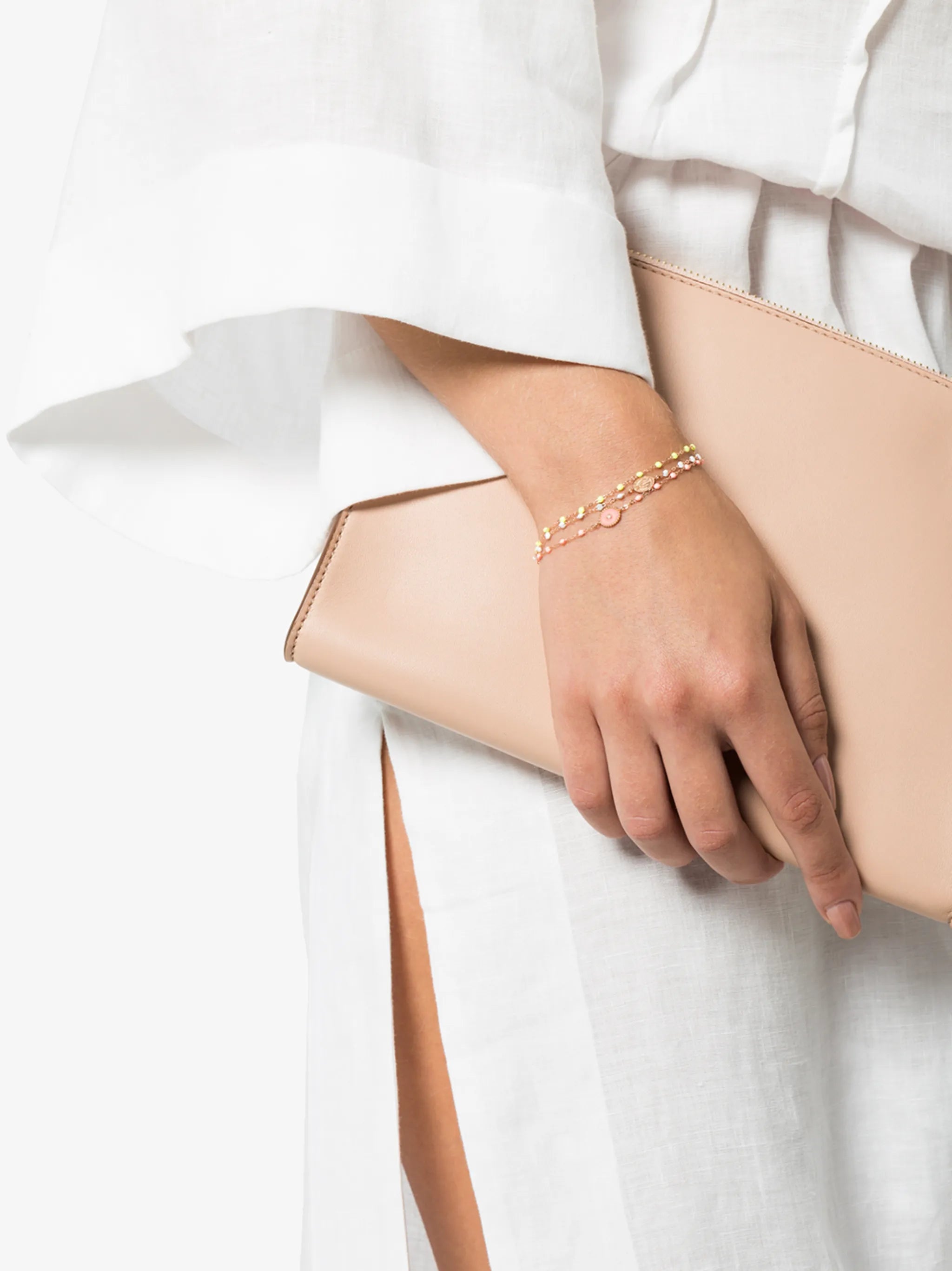 18kt rose gold Classic Gigi lime green beaded bracelet