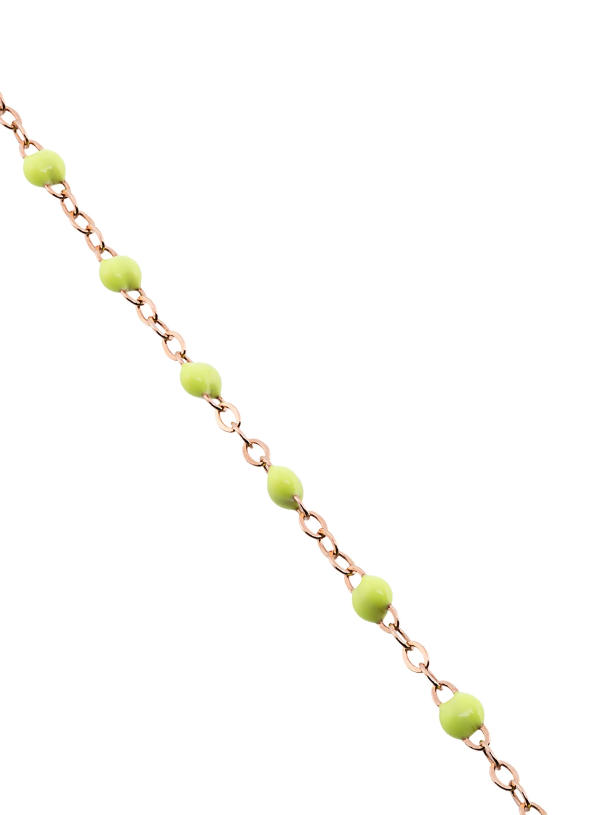 18kt rose gold Classic Gigi lime green beaded bracelet