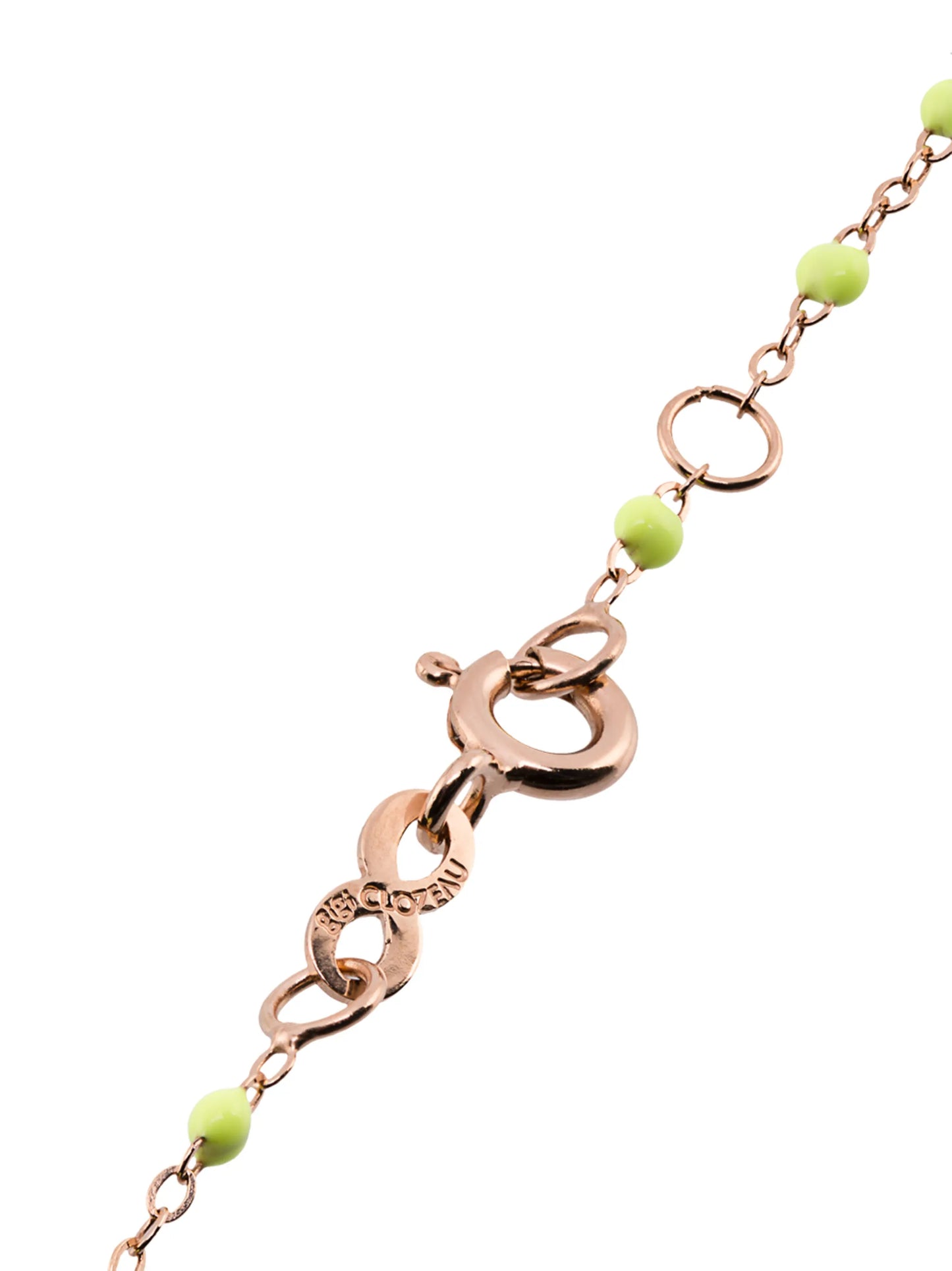 18kt rose gold Classic Gigi lime green beaded bracelet