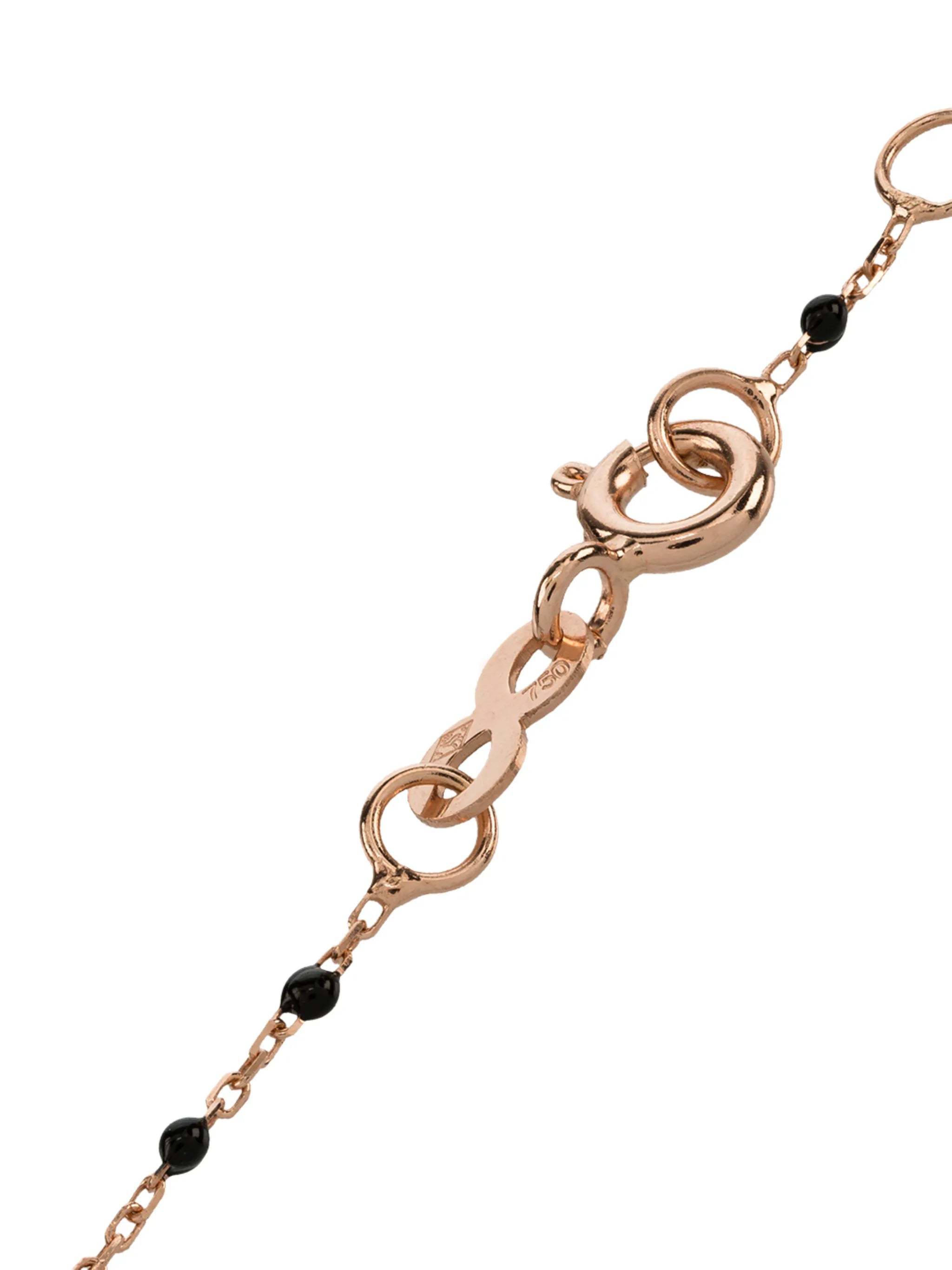 18kt rose gold Mini Gigi diamond and black beaded bracelet