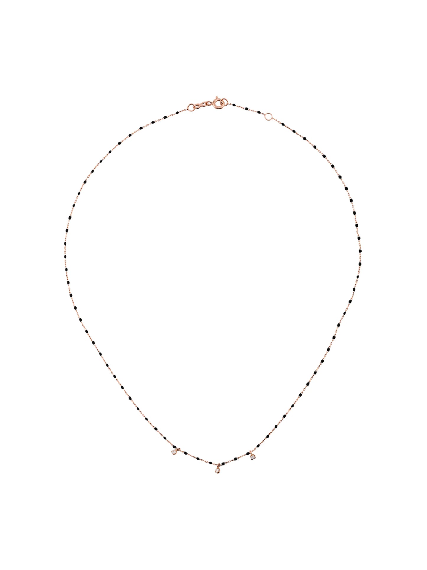 18kt rose gold mini Gigi diamond and black beaded necklace