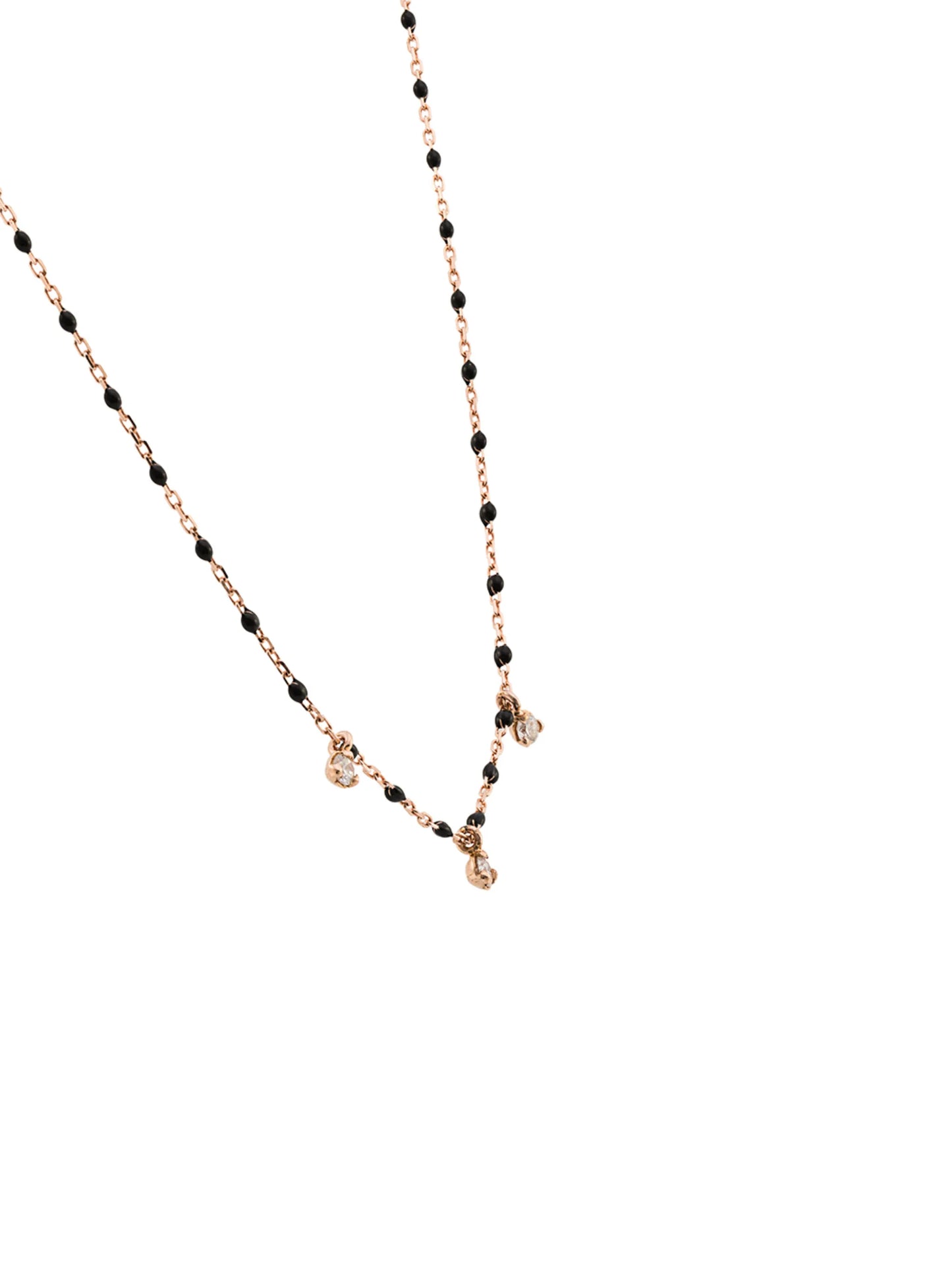 18kt rose gold mini Gigi diamond and black beaded necklace