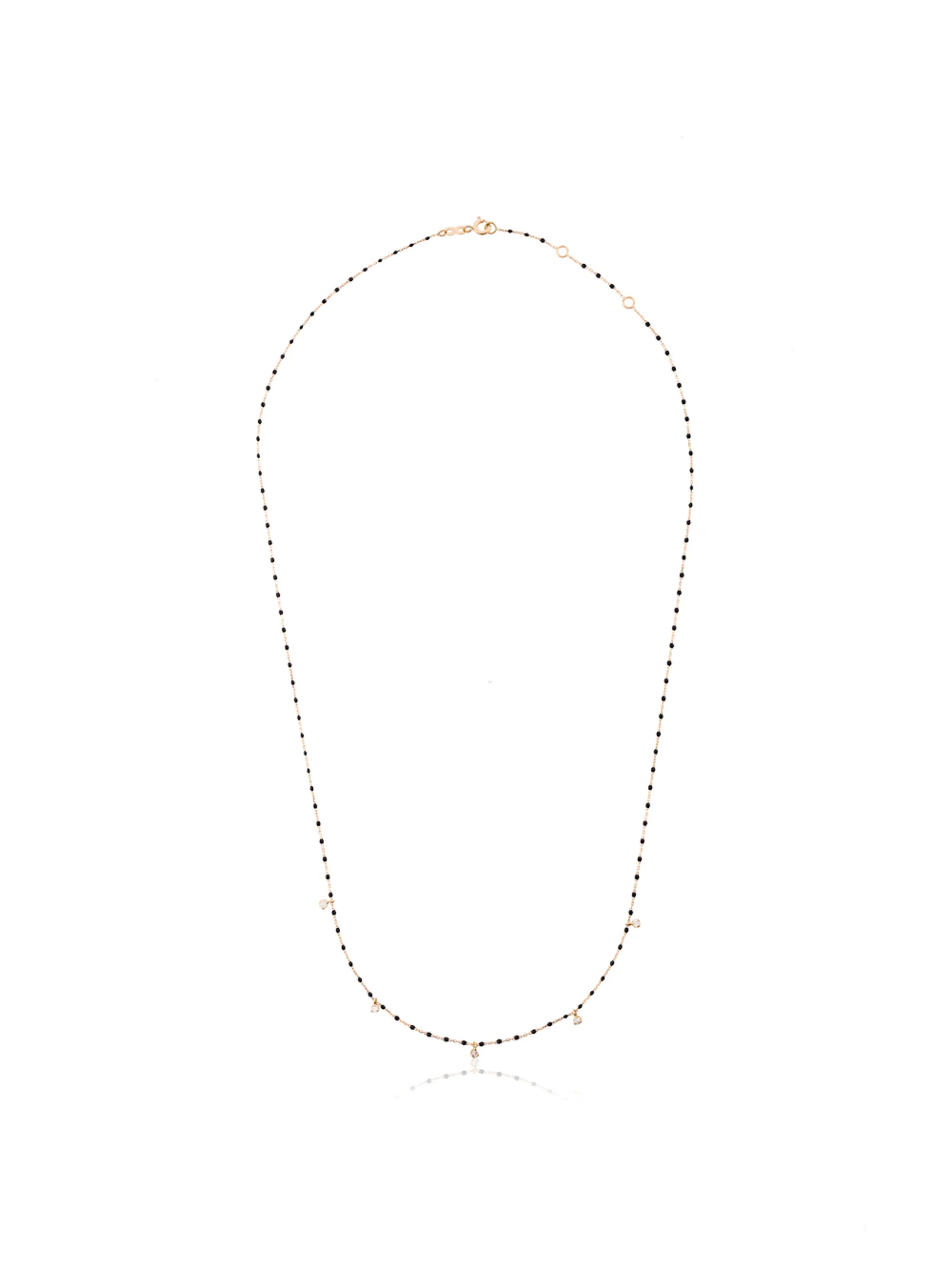 18kt yellow gold beaded diamond necklace