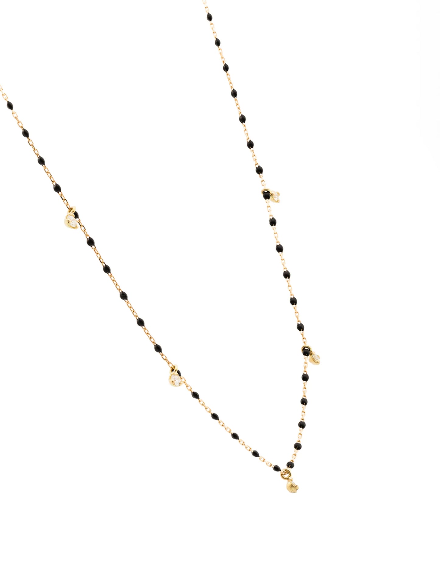 18kt yellow gold beaded diamond necklace