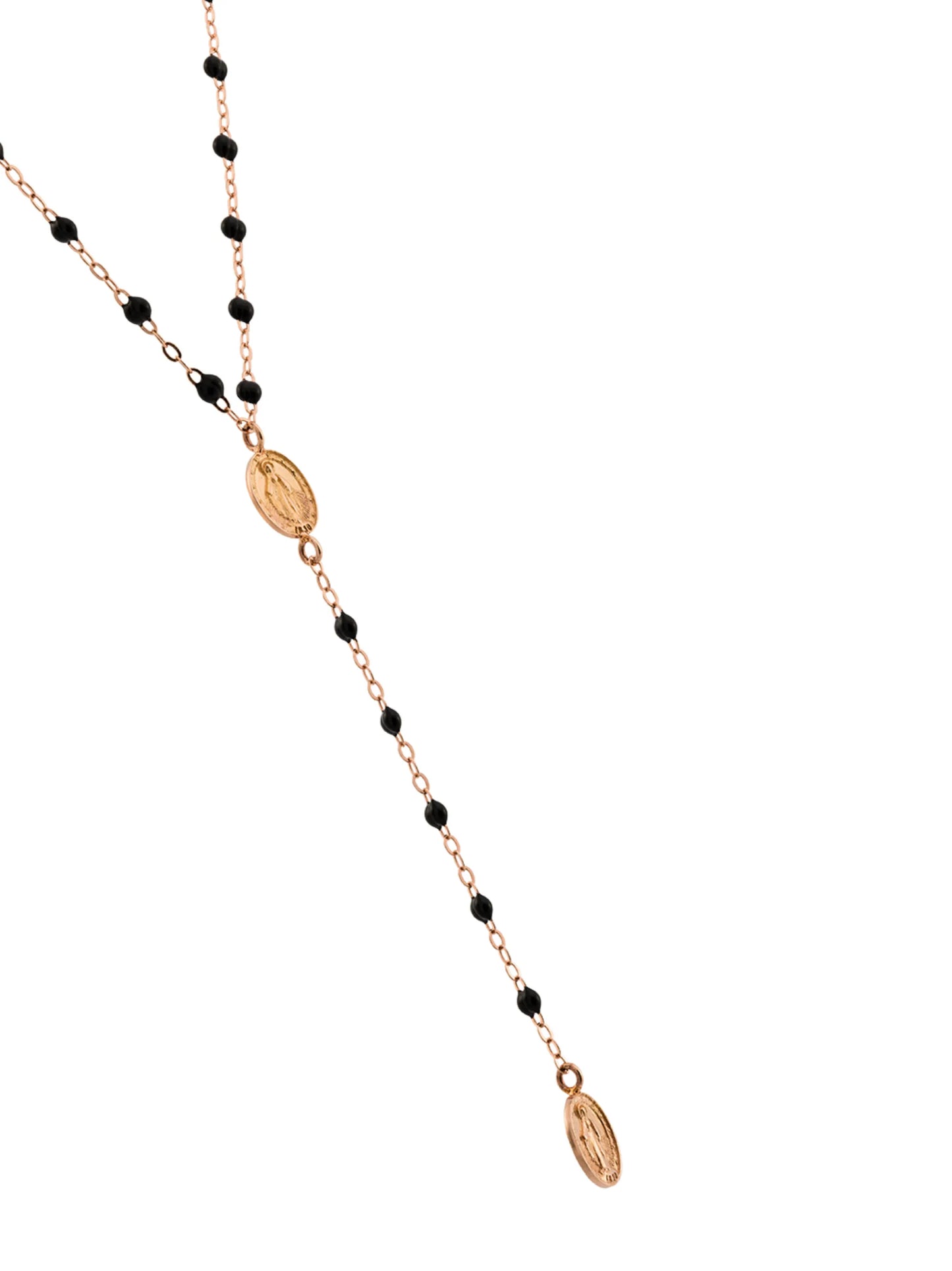18kt rose gold  Classic Gigi Madone black beaded rosary necklace
