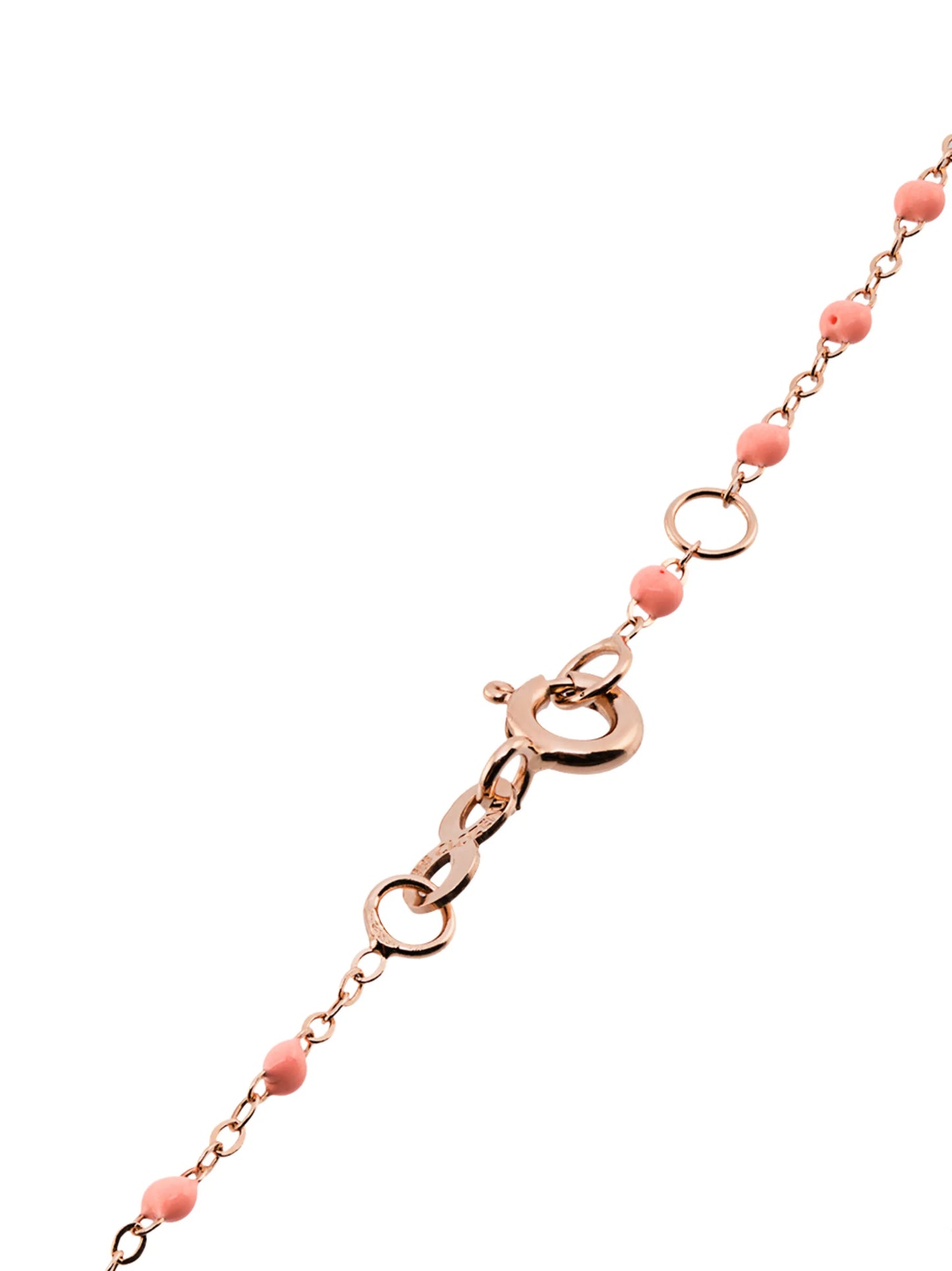 18kt rose gold Classic Gigi North Star salmon pink and diamond beaded bracelet