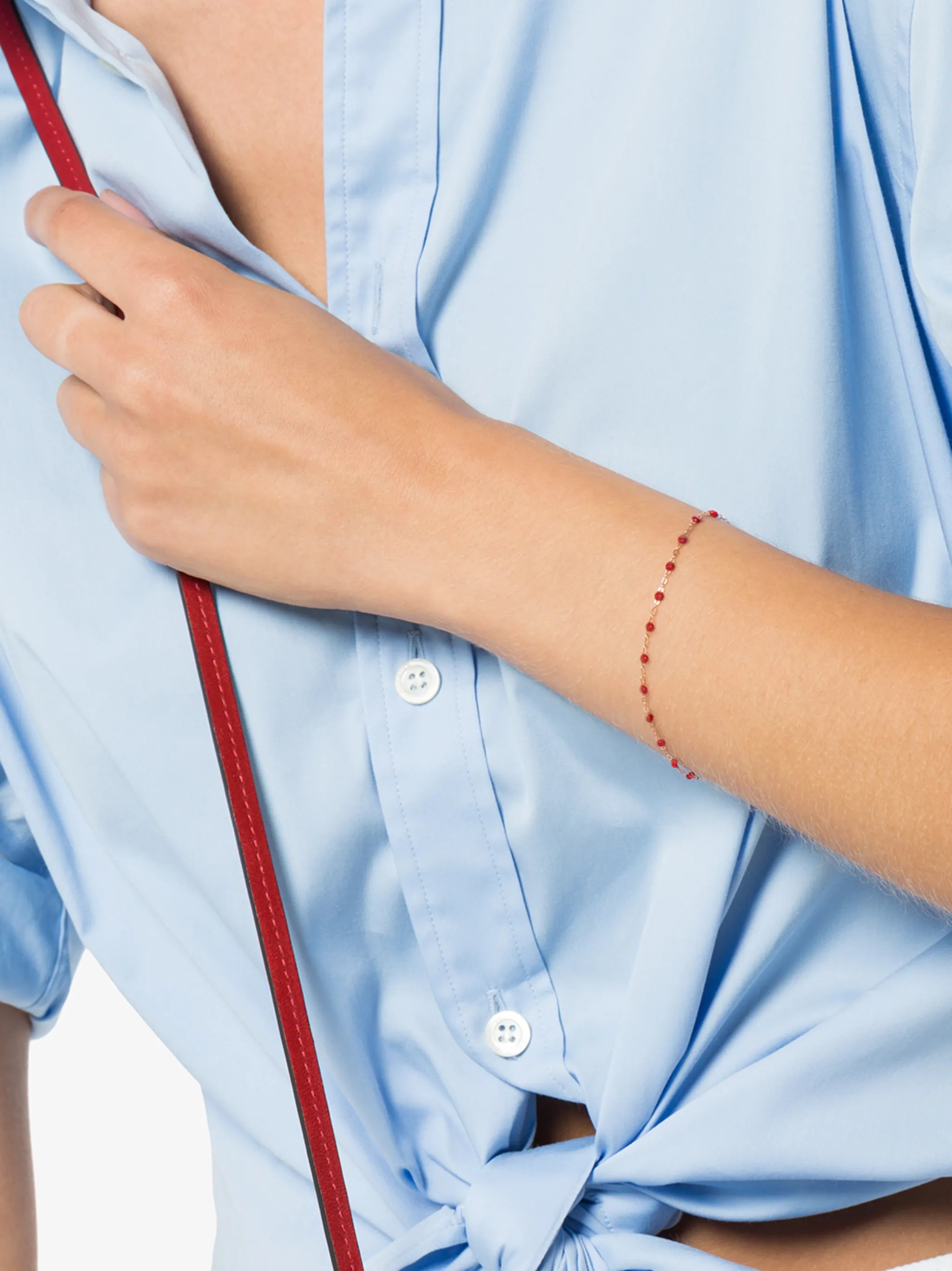 18kt rose gold Classic Gigi red beaded bracelet