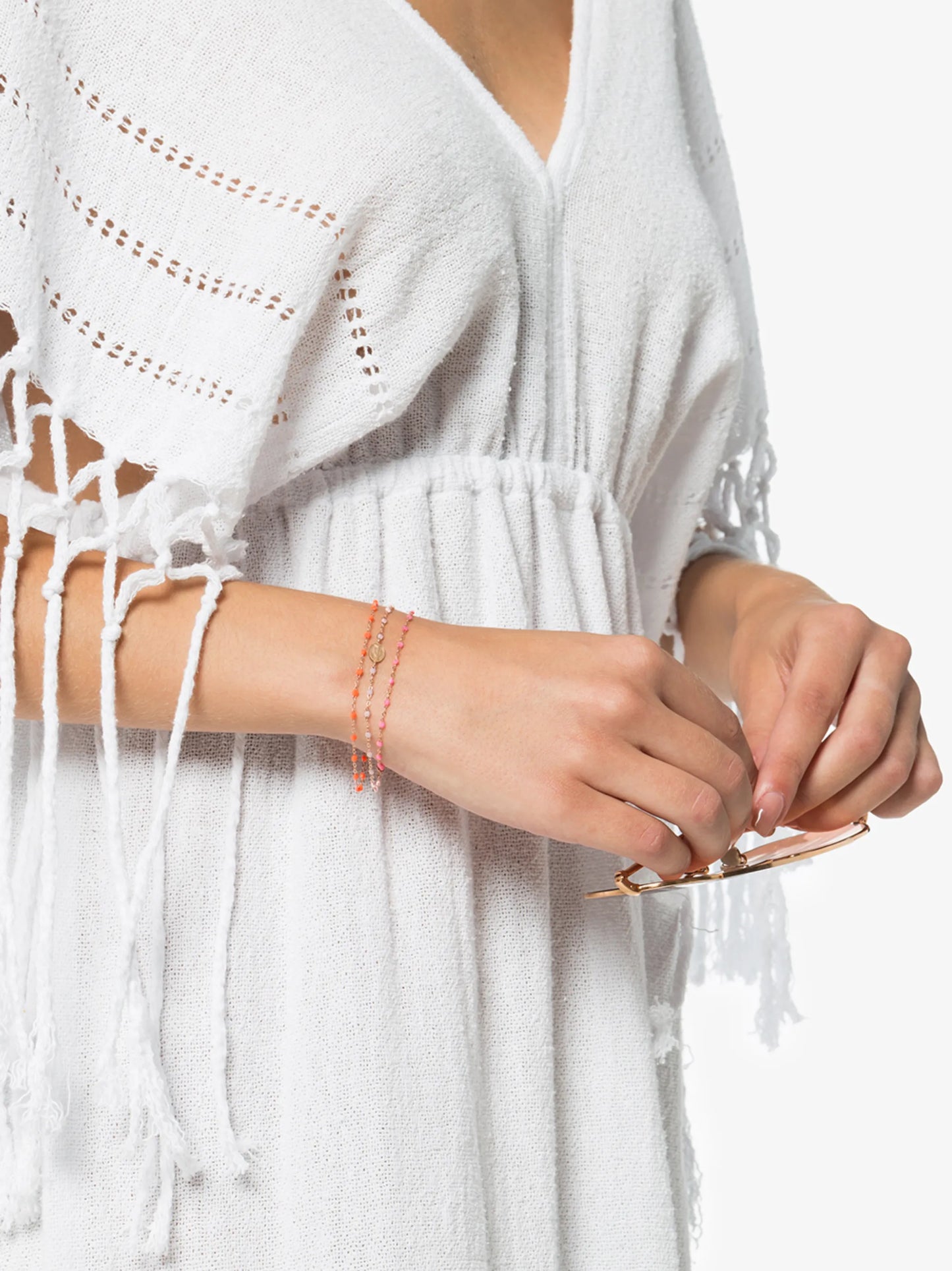 18kt rose gold pink beaded bracelet