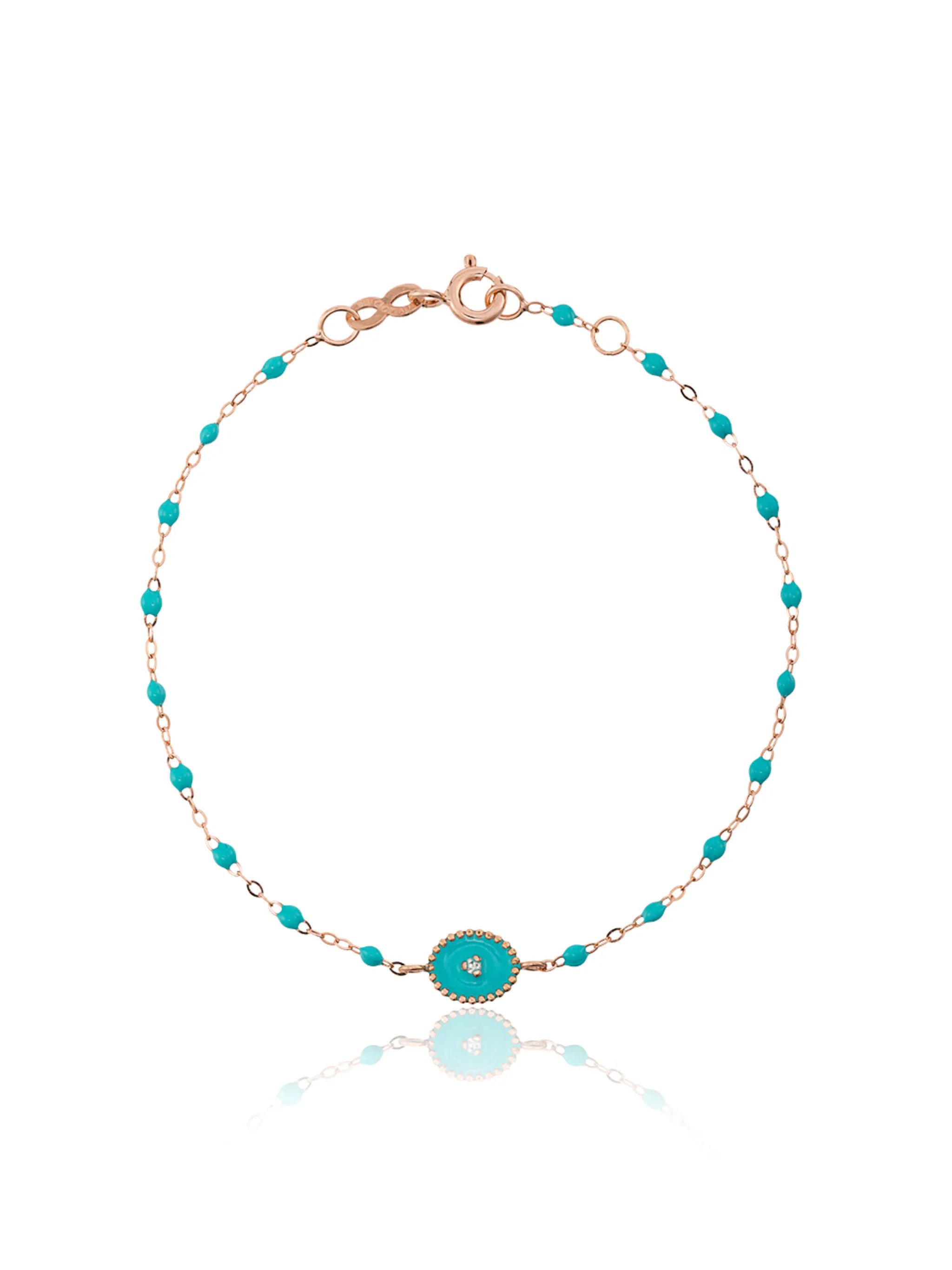 18kt rose gold Classic Gigi North Star diamond and turquoise beaded bracelet