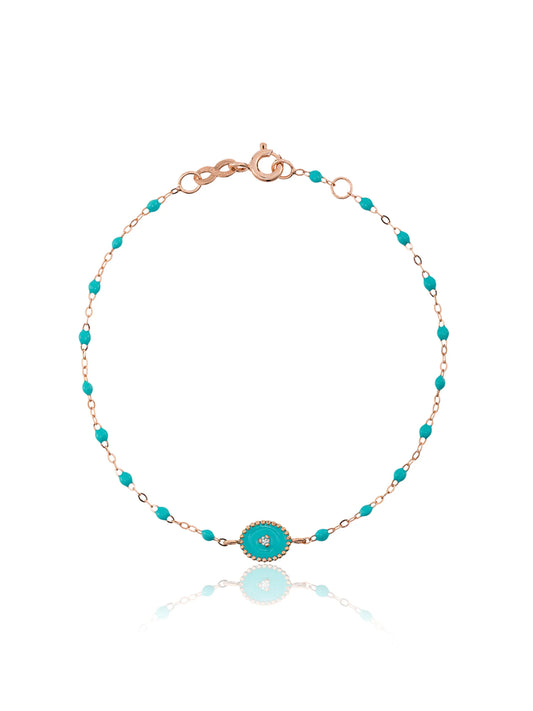 18kt rose gold Classic Gigi North Star diamond and turquoise beaded bracelet
