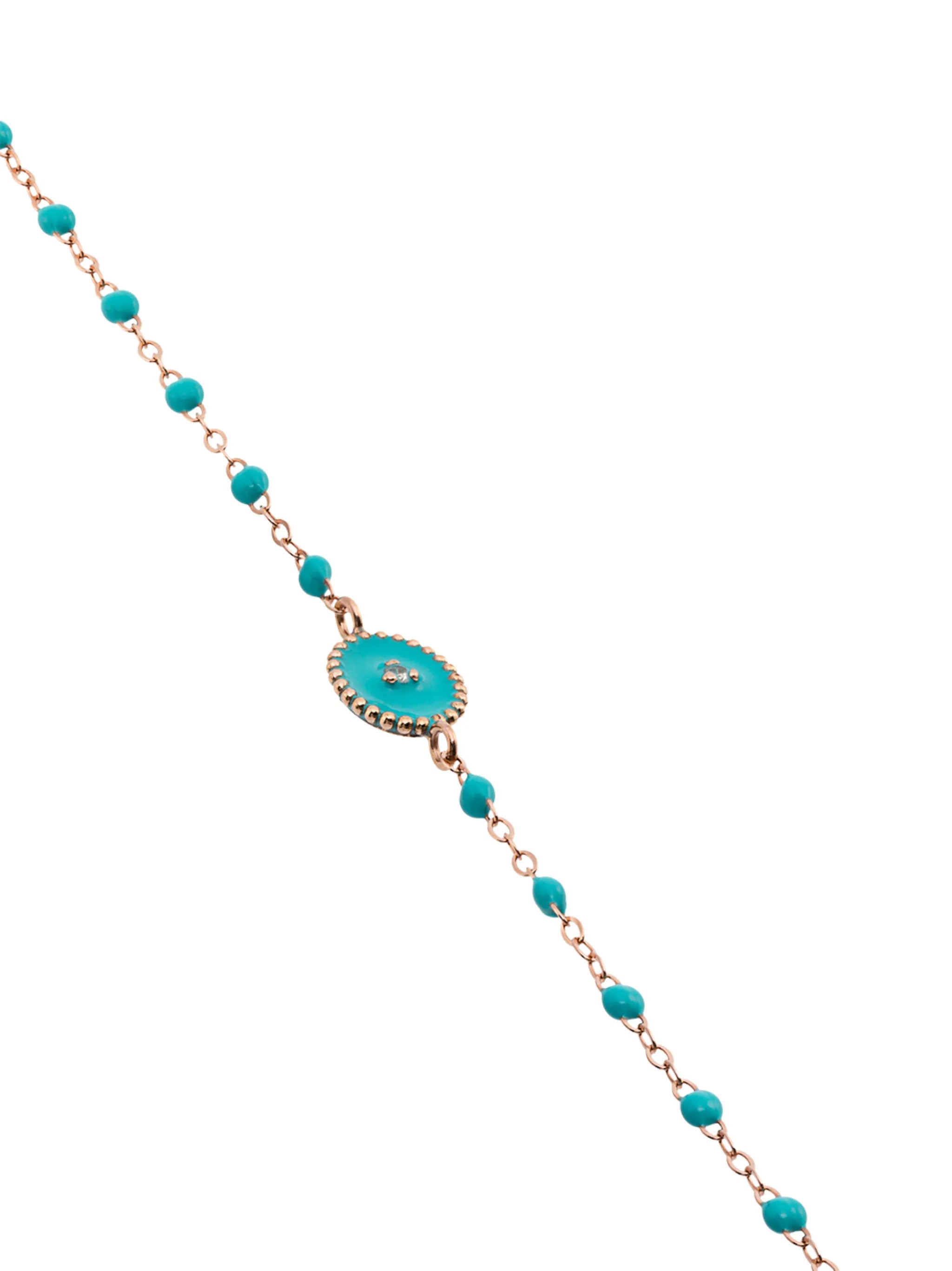 18kt rose gold Classic Gigi North Star diamond and turquoise beaded bracelet