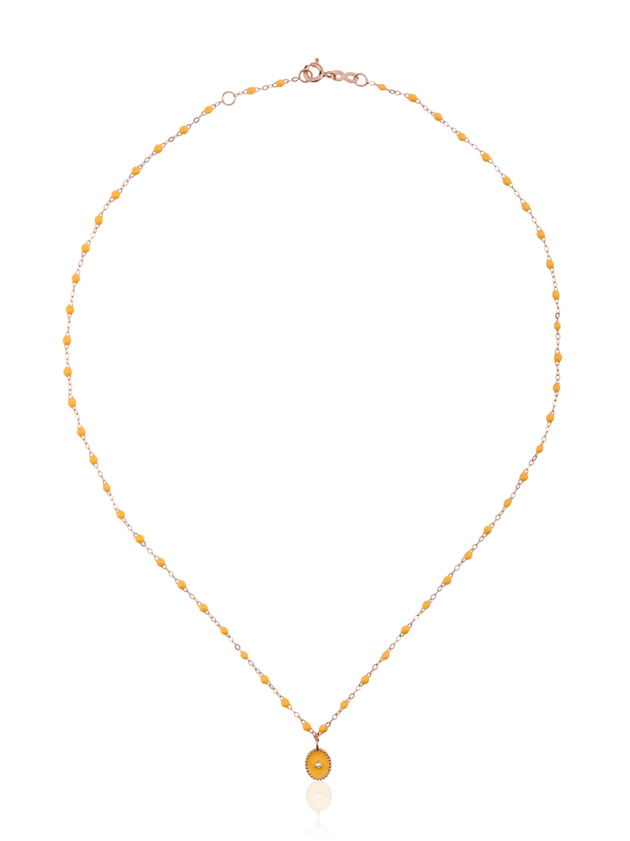 18kt rose gold Classic Gigi North Star diamond and yellow beaded necklace