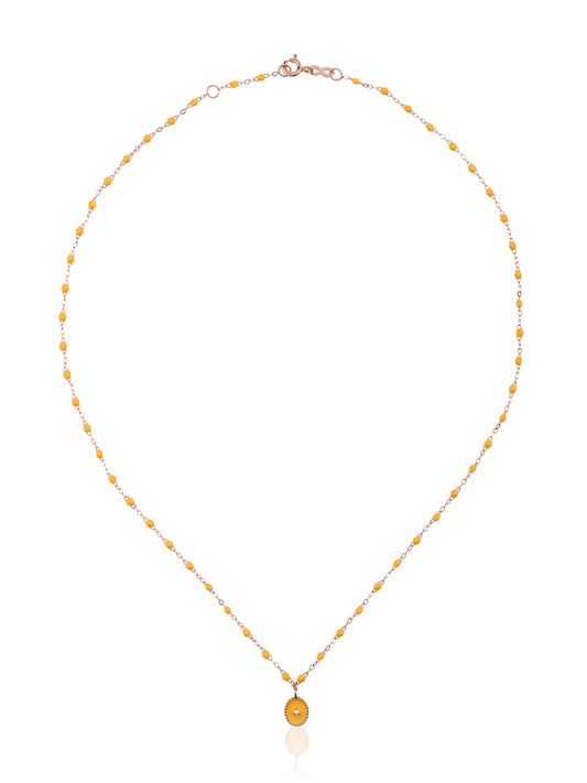 18kt rose gold Classic Gigi North Star diamond and yellow beaded necklace