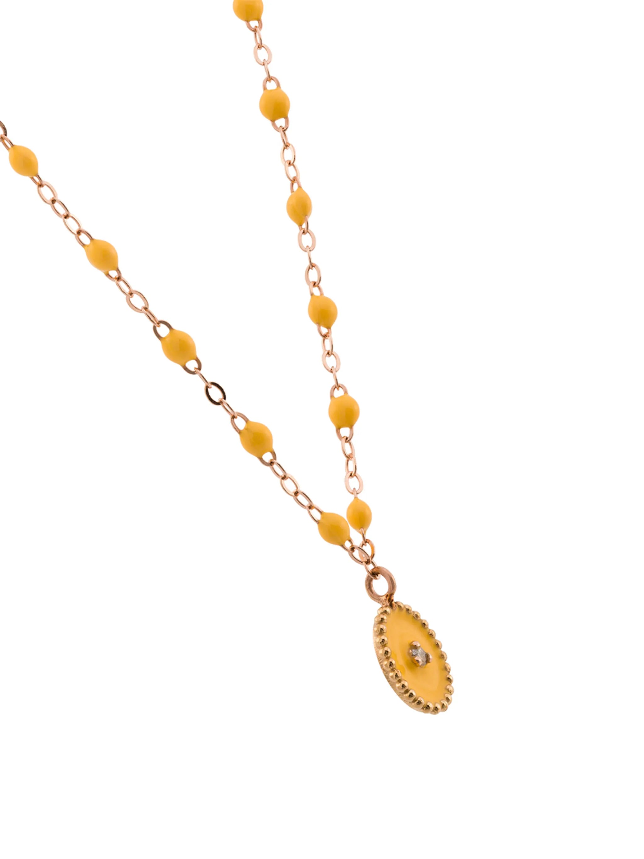 18kt rose gold Classic Gigi North Star diamond and yellow beaded necklace