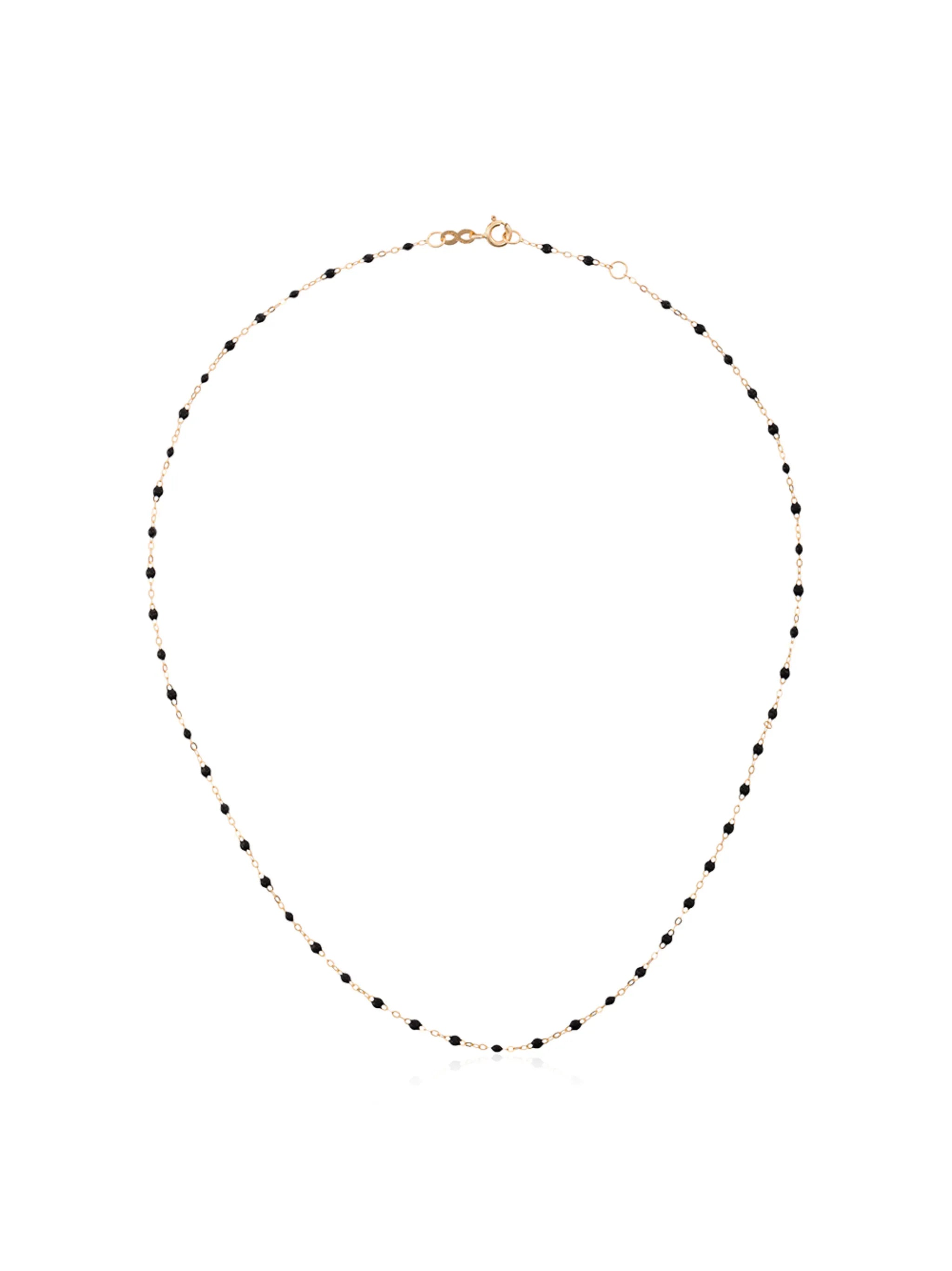 18kt yellow gold Classic Gigi black beaded necklace