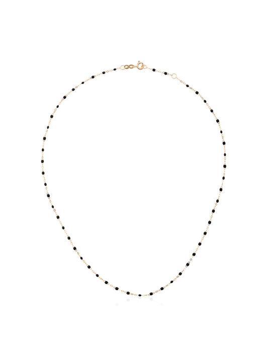 18kt yellow gold Classic Gigi black beaded necklace
