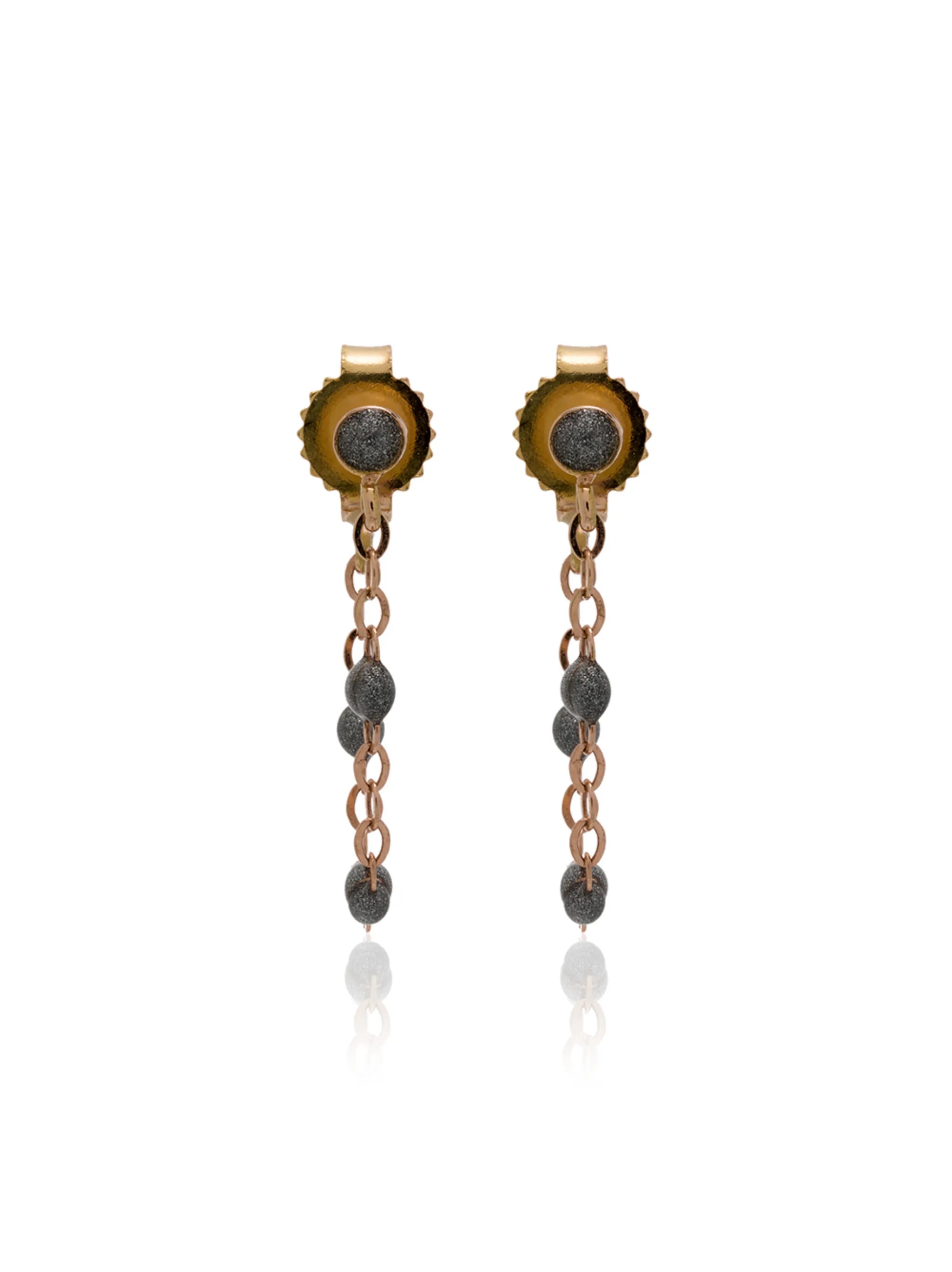 18kt rose gold silver beaded earrings