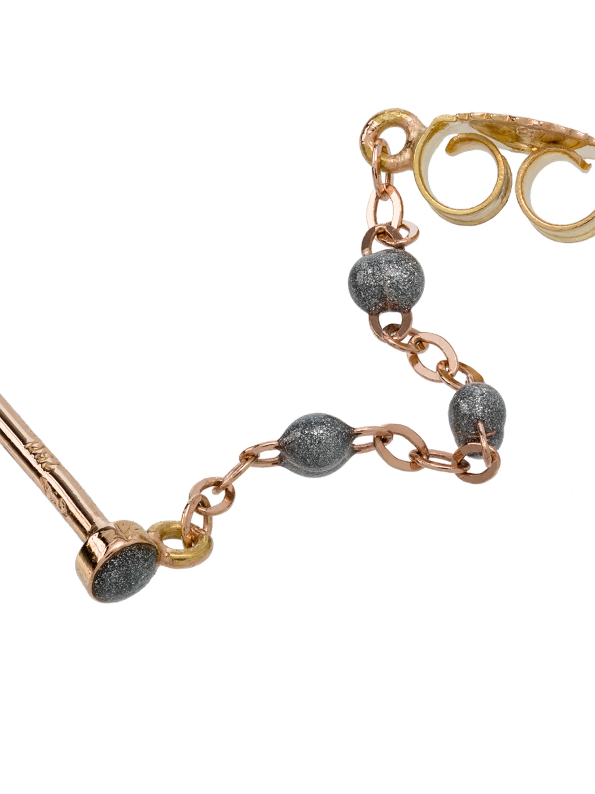 18kt rose gold silver beaded earrings