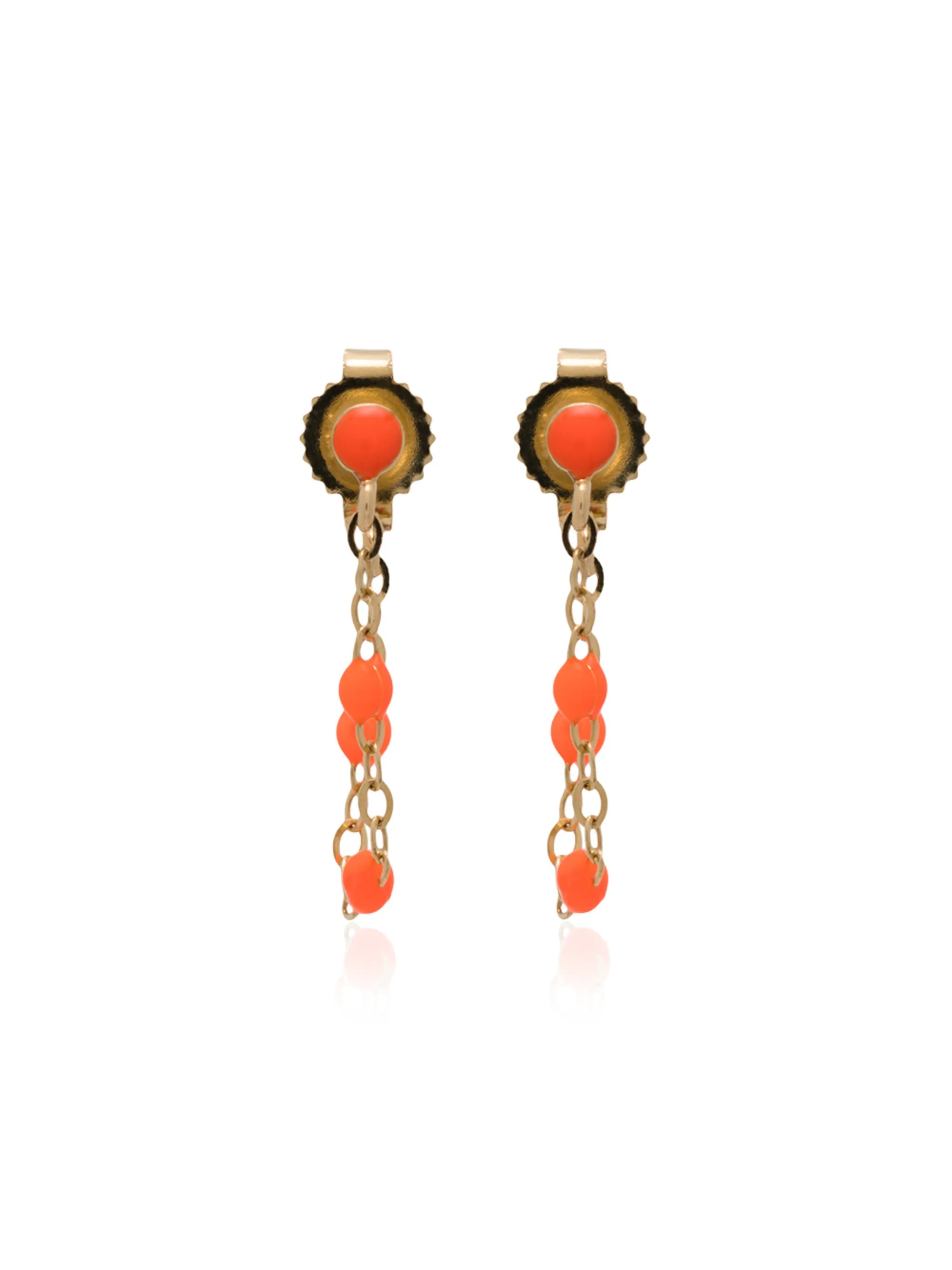 18kt yellow gold orange beaded earrings