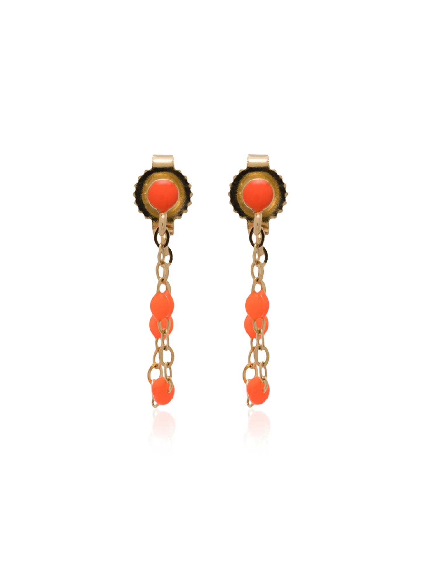 18kt yellow gold orange beaded earrings
