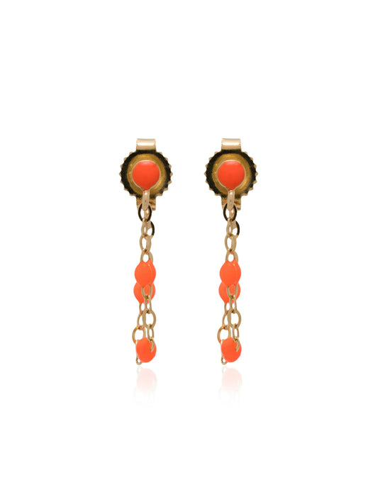 18kt yellow gold orange beaded earrings