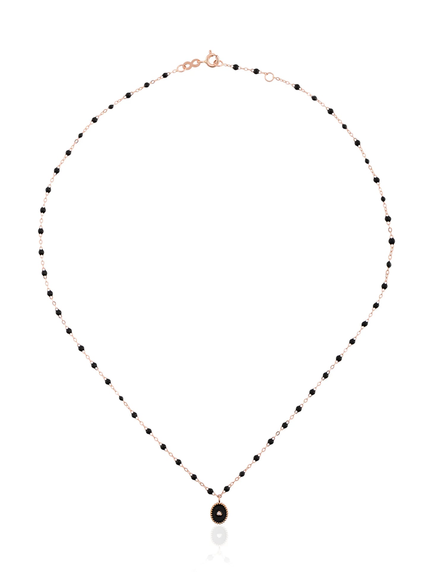 18k rose gold black beaded diamond necklace