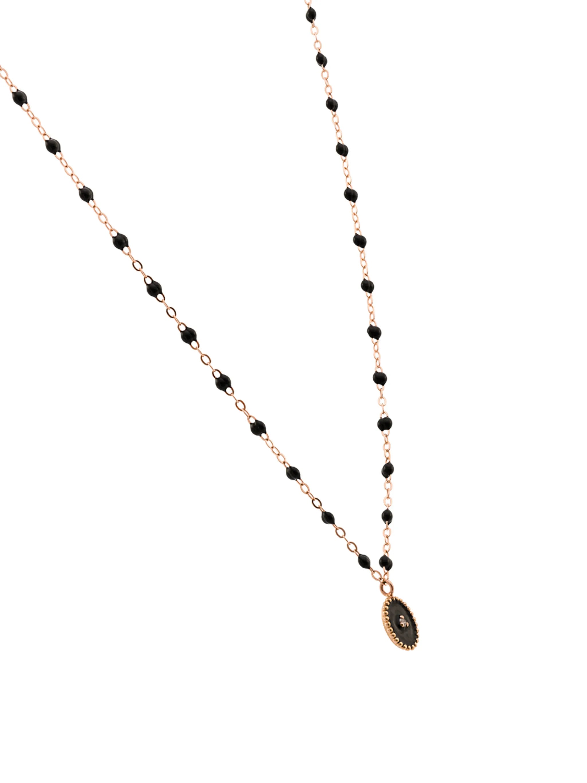 18k rose gold black beaded diamond necklace