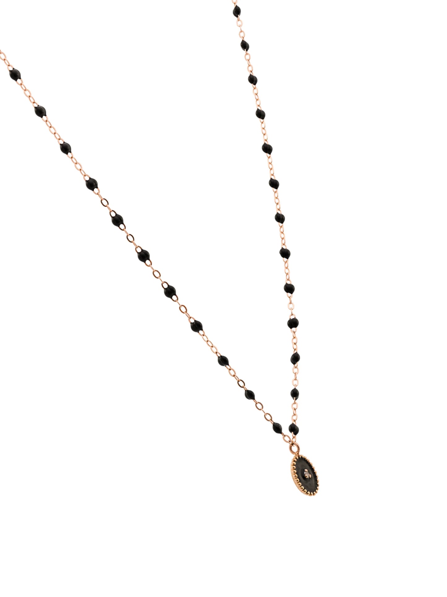 18k rose gold black beaded diamond necklace
