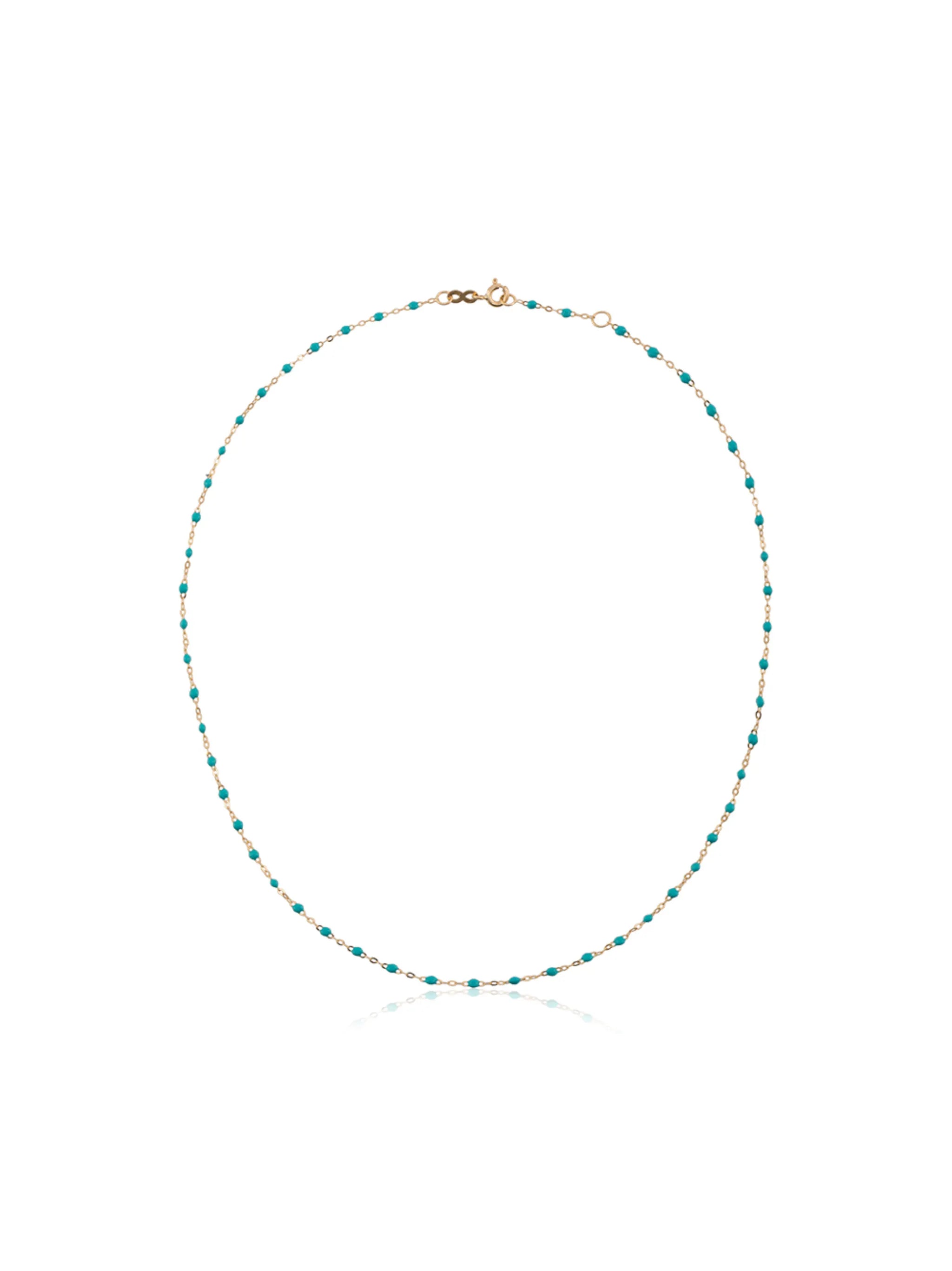 blue 18kt yellow gold beaded necklace