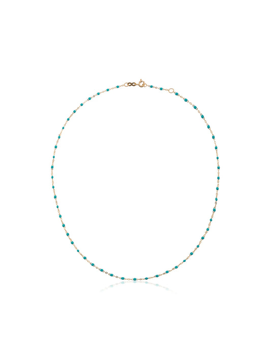 blue 18kt yellow gold beaded necklace