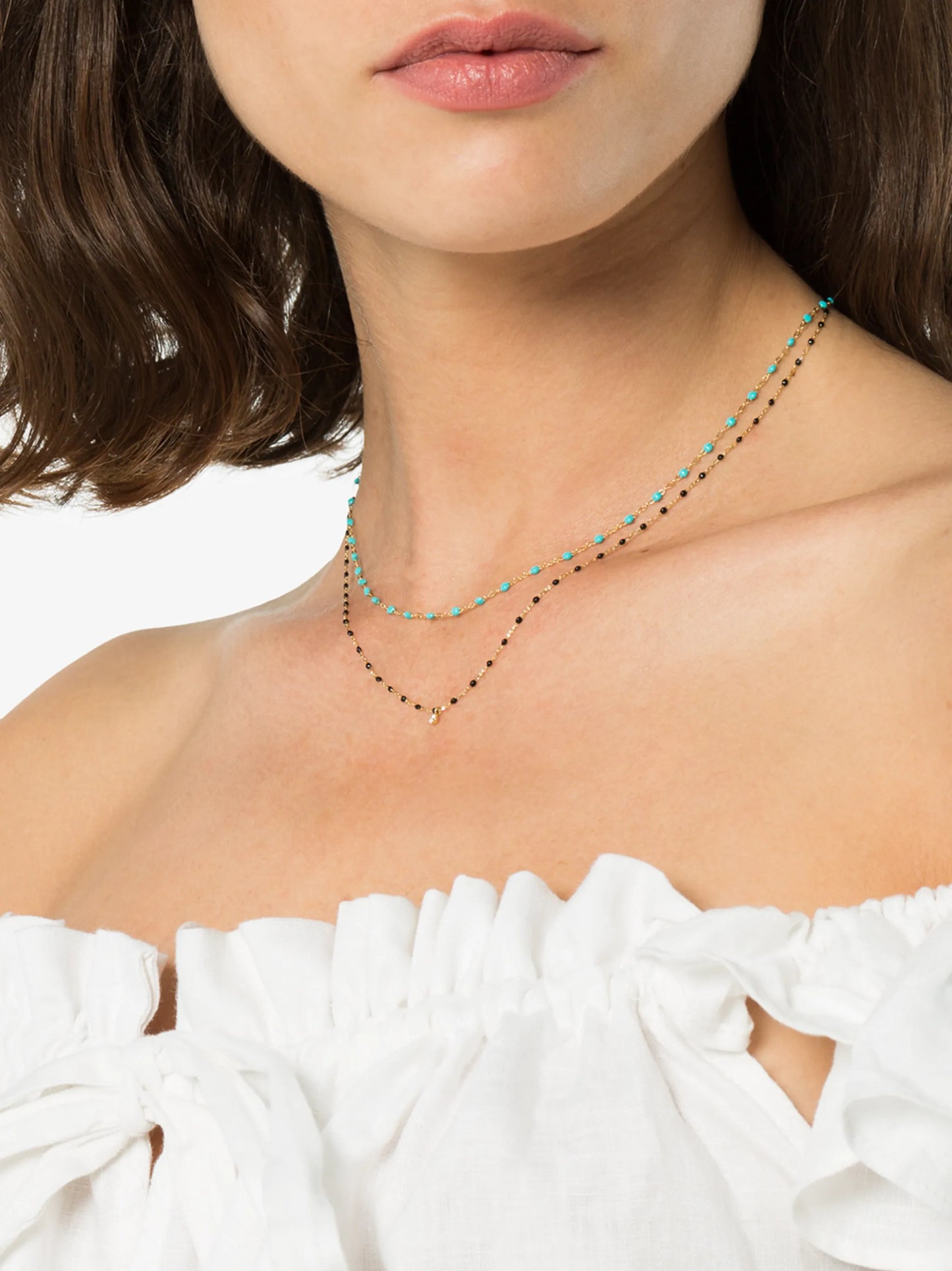 blue 18kt yellow gold beaded necklace