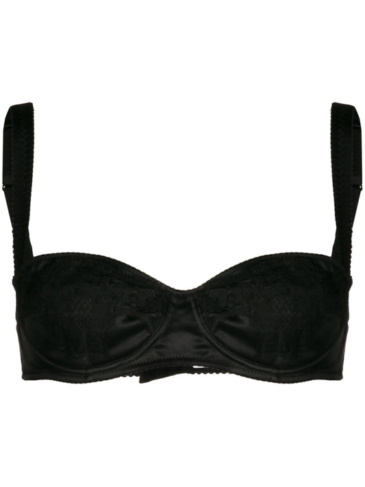 lace-detail satin balconette bra