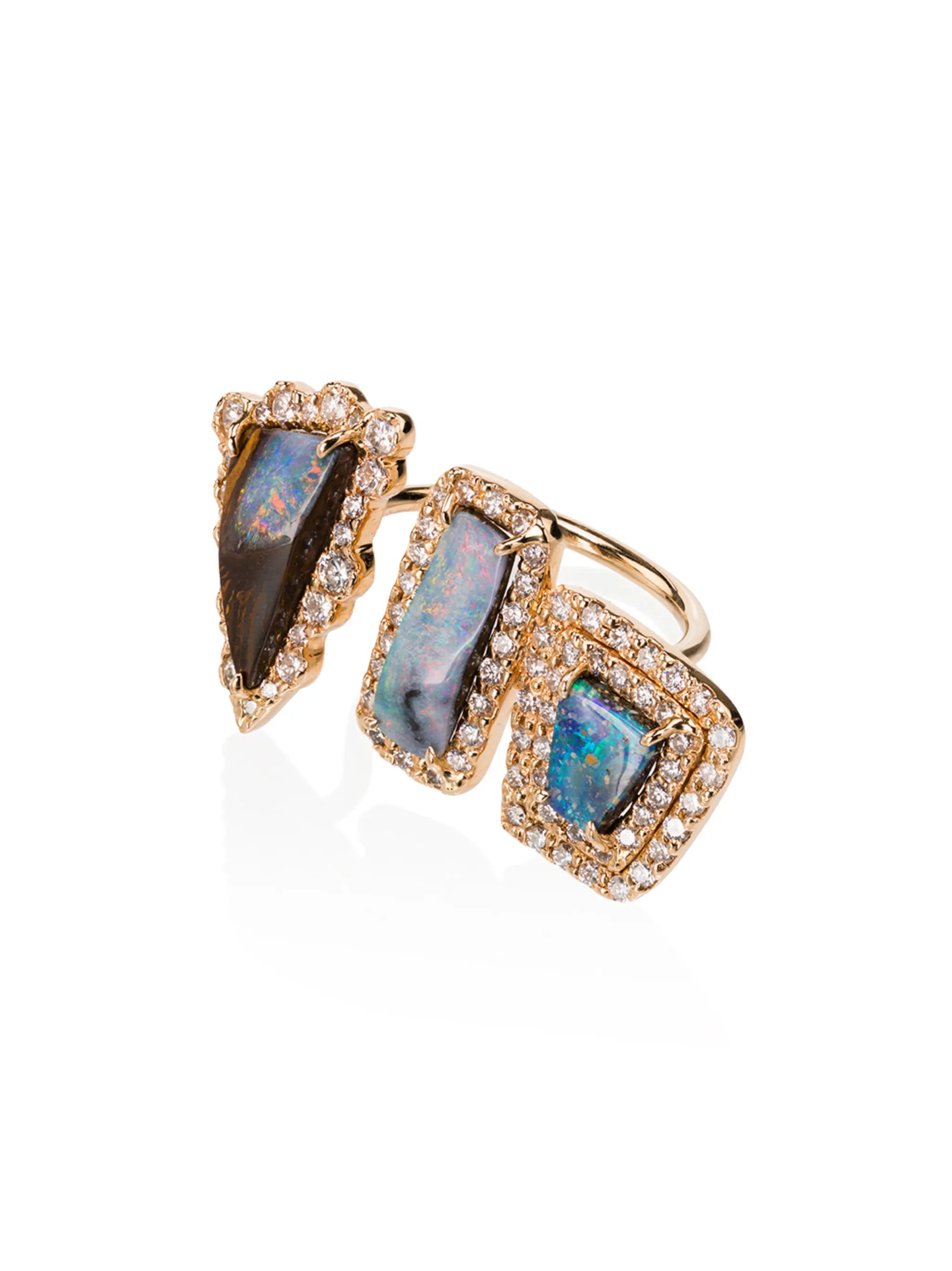 Boulder 3 Opal diamond ring