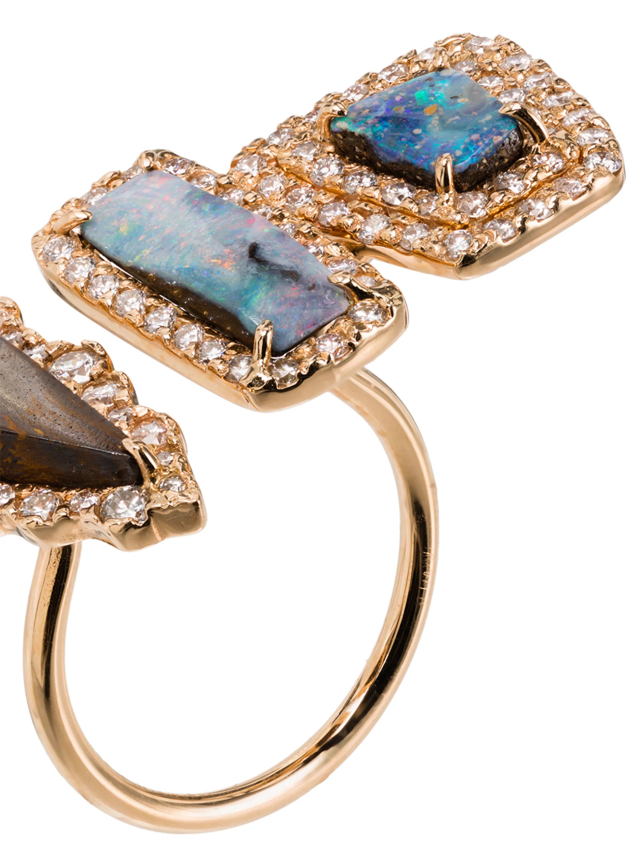 Boulder 3 Opal diamond ring