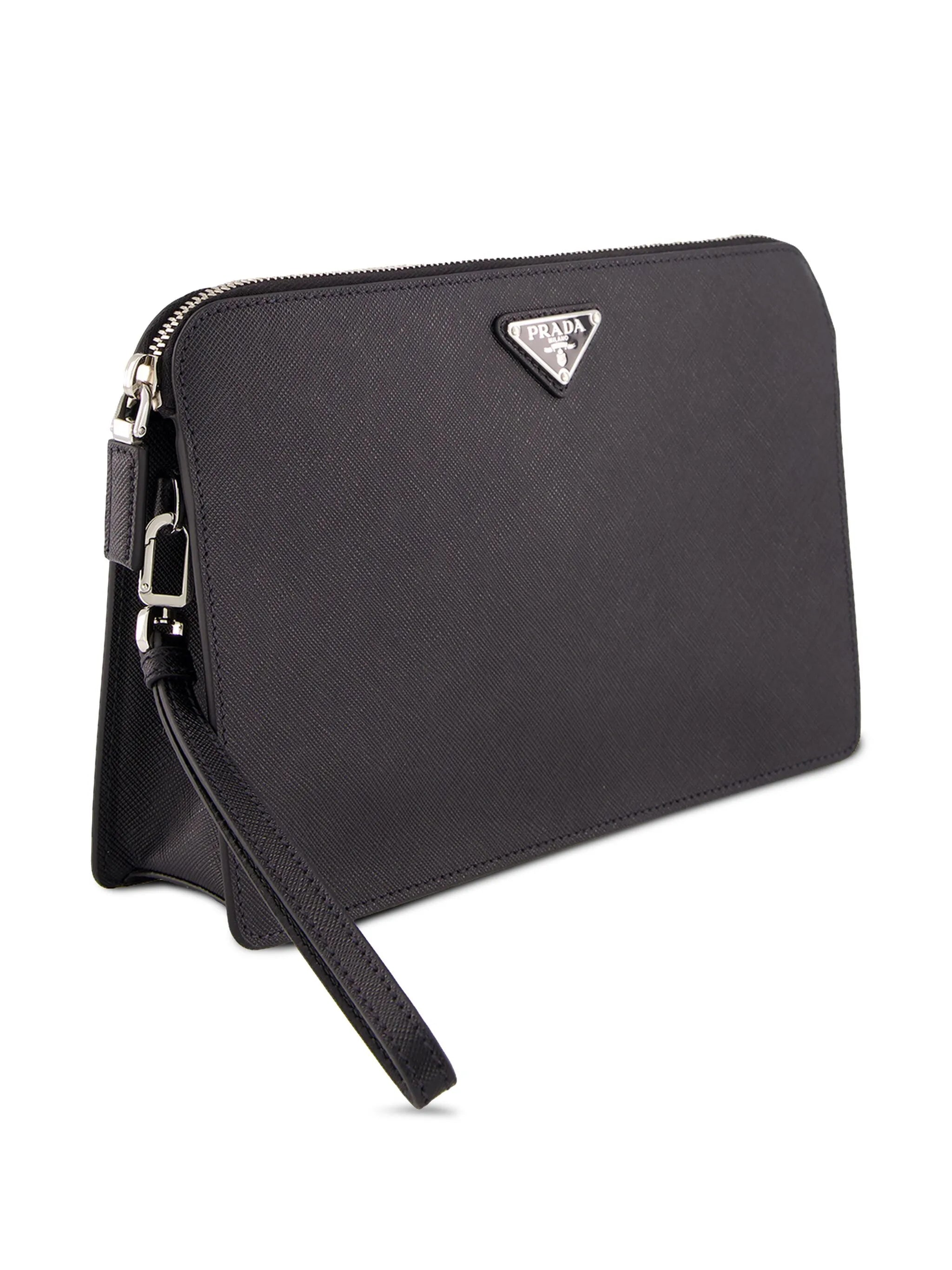 saffiano-leather clutch bag
