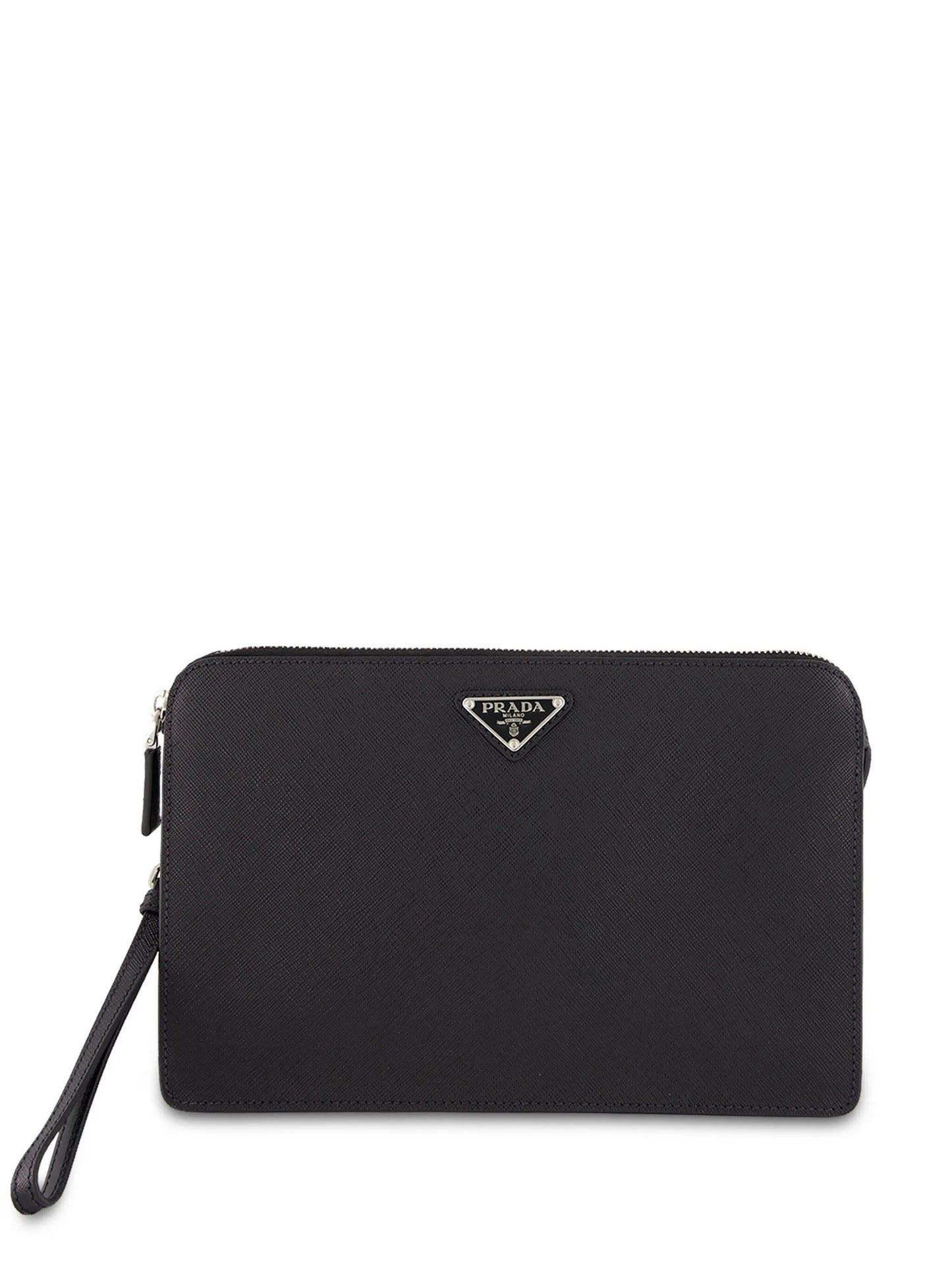 saffiano-leather clutch bag
