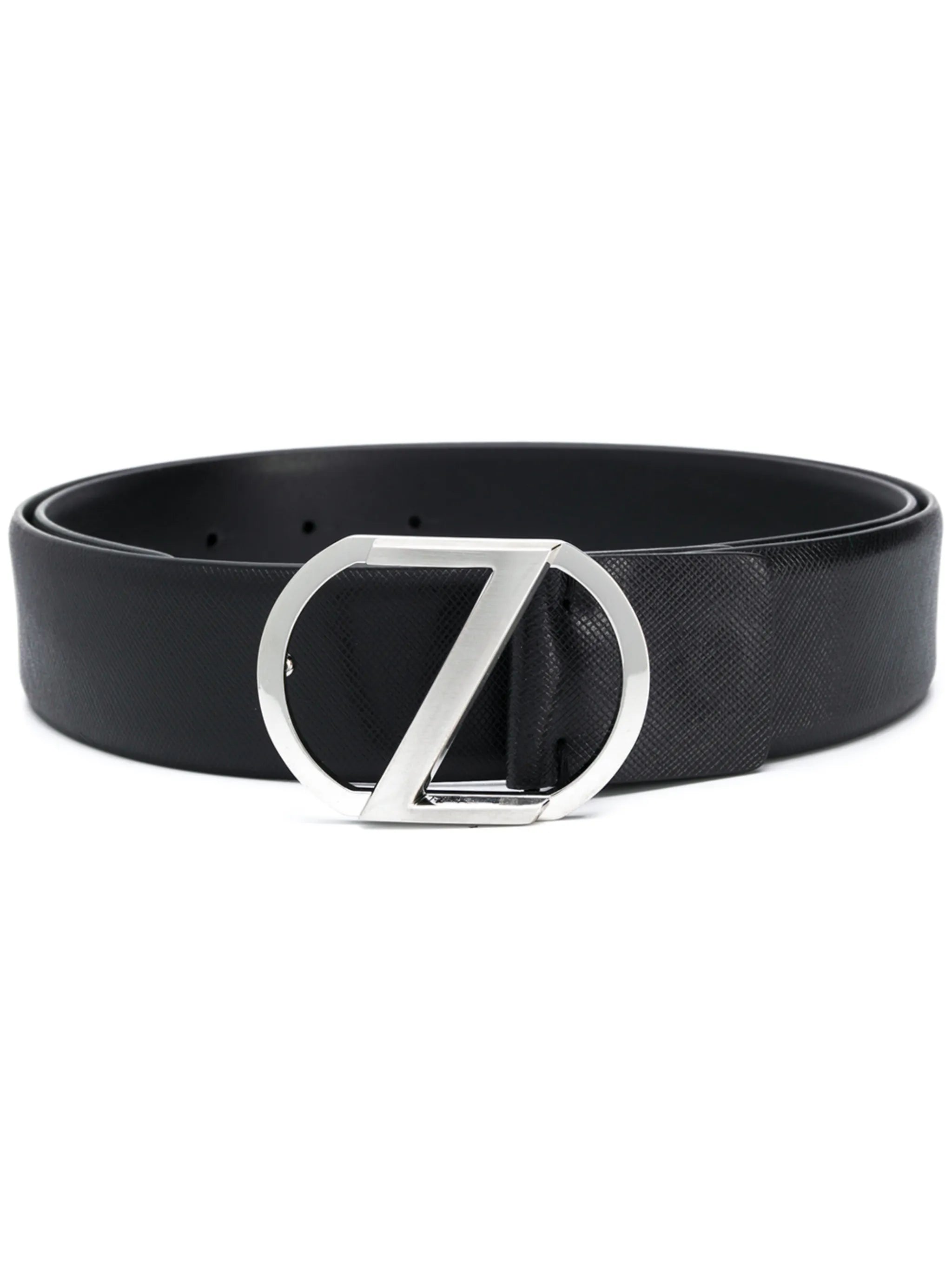 logo-plaque leather belt