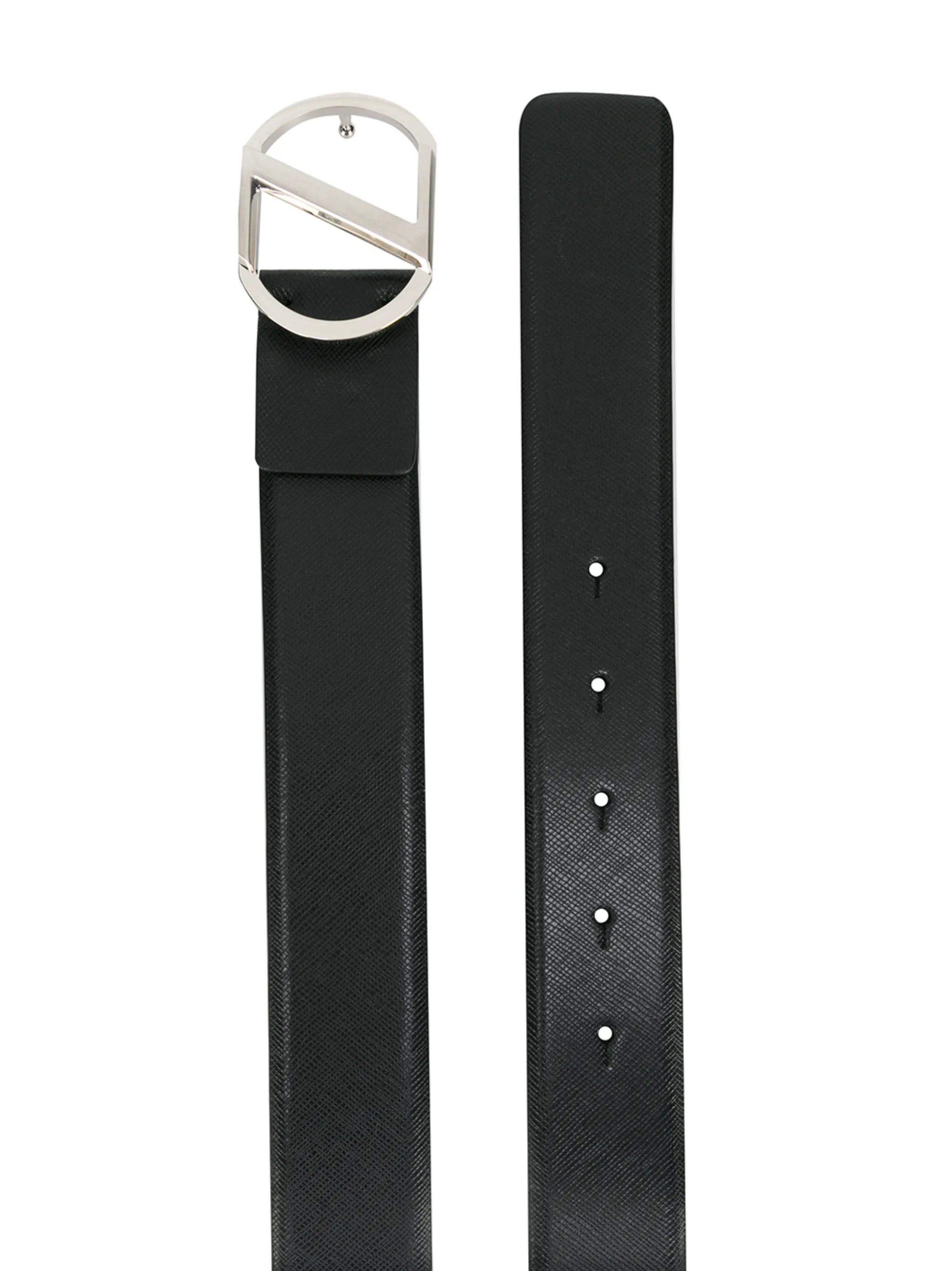 logo-plaque leather belt