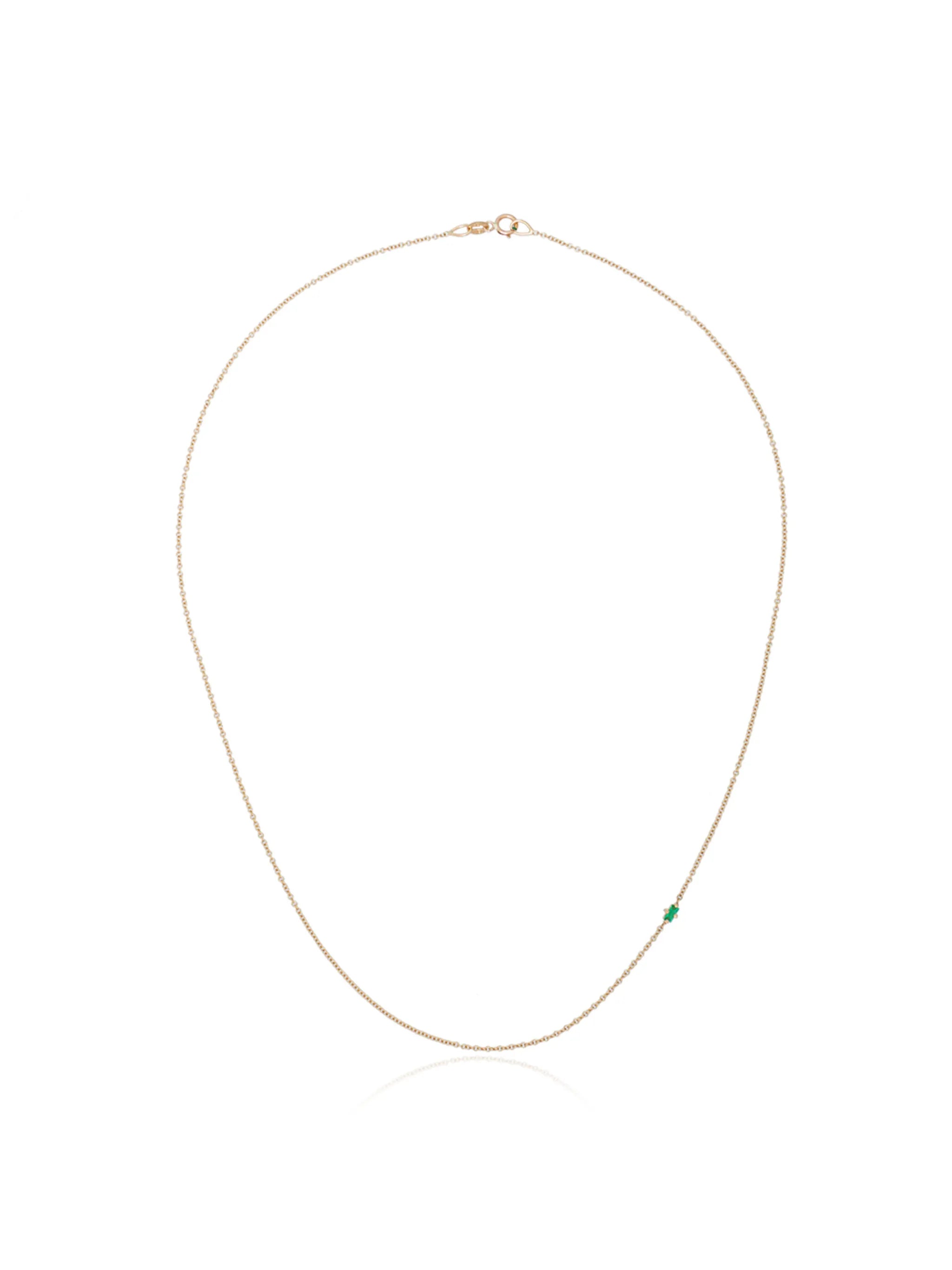 14kt yellow gold floating emerald necklace
