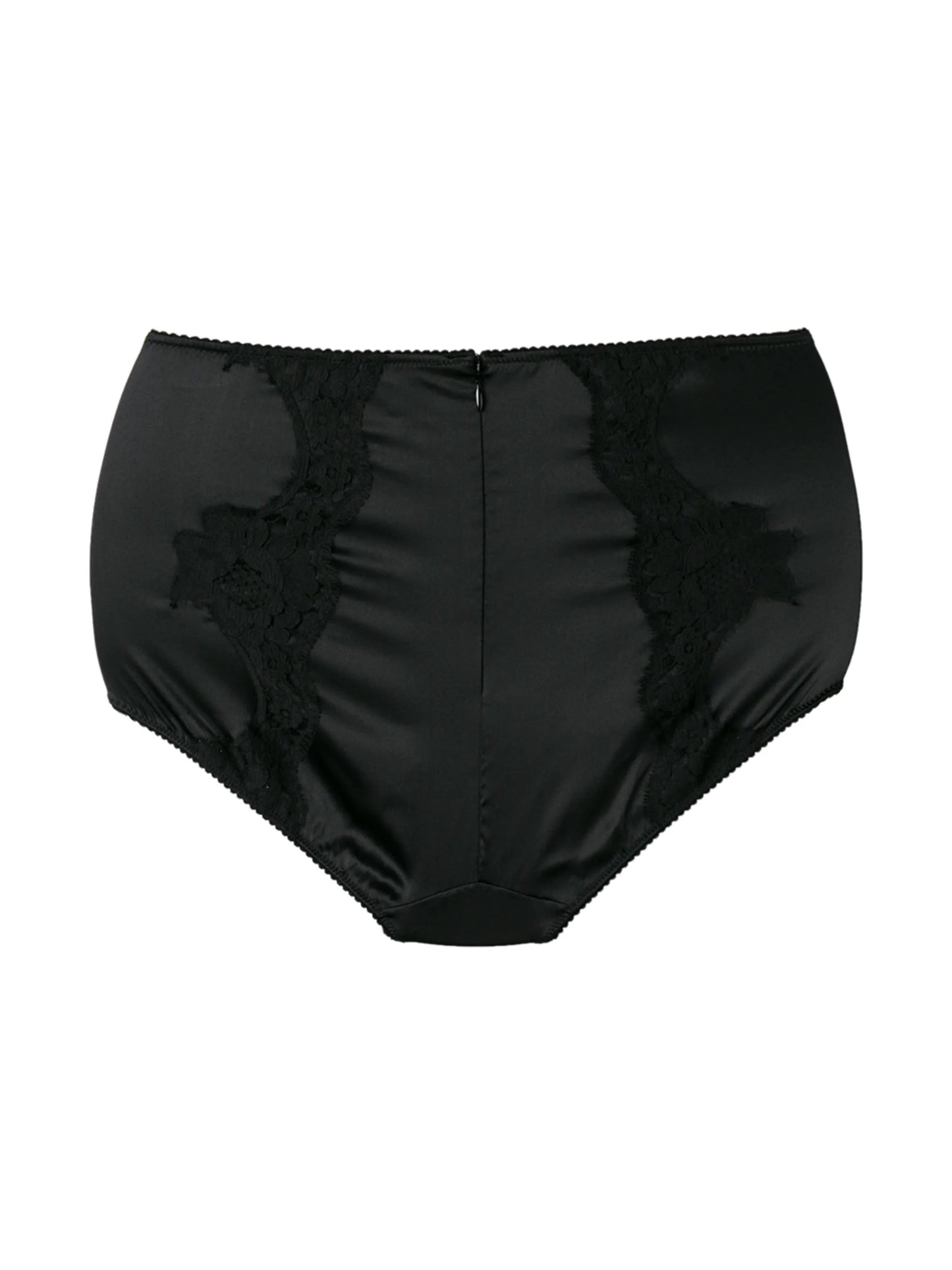 high-waisted lace-detail satin briefs