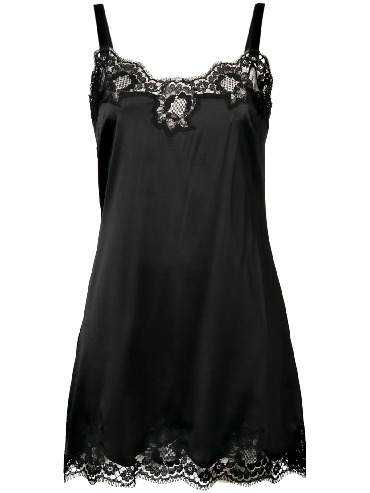 lace-detail satin slip dress