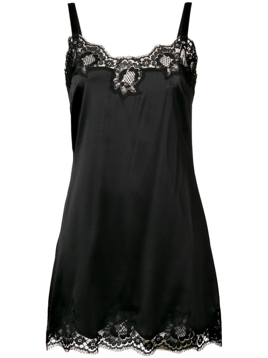 lace-detail satin slip dress