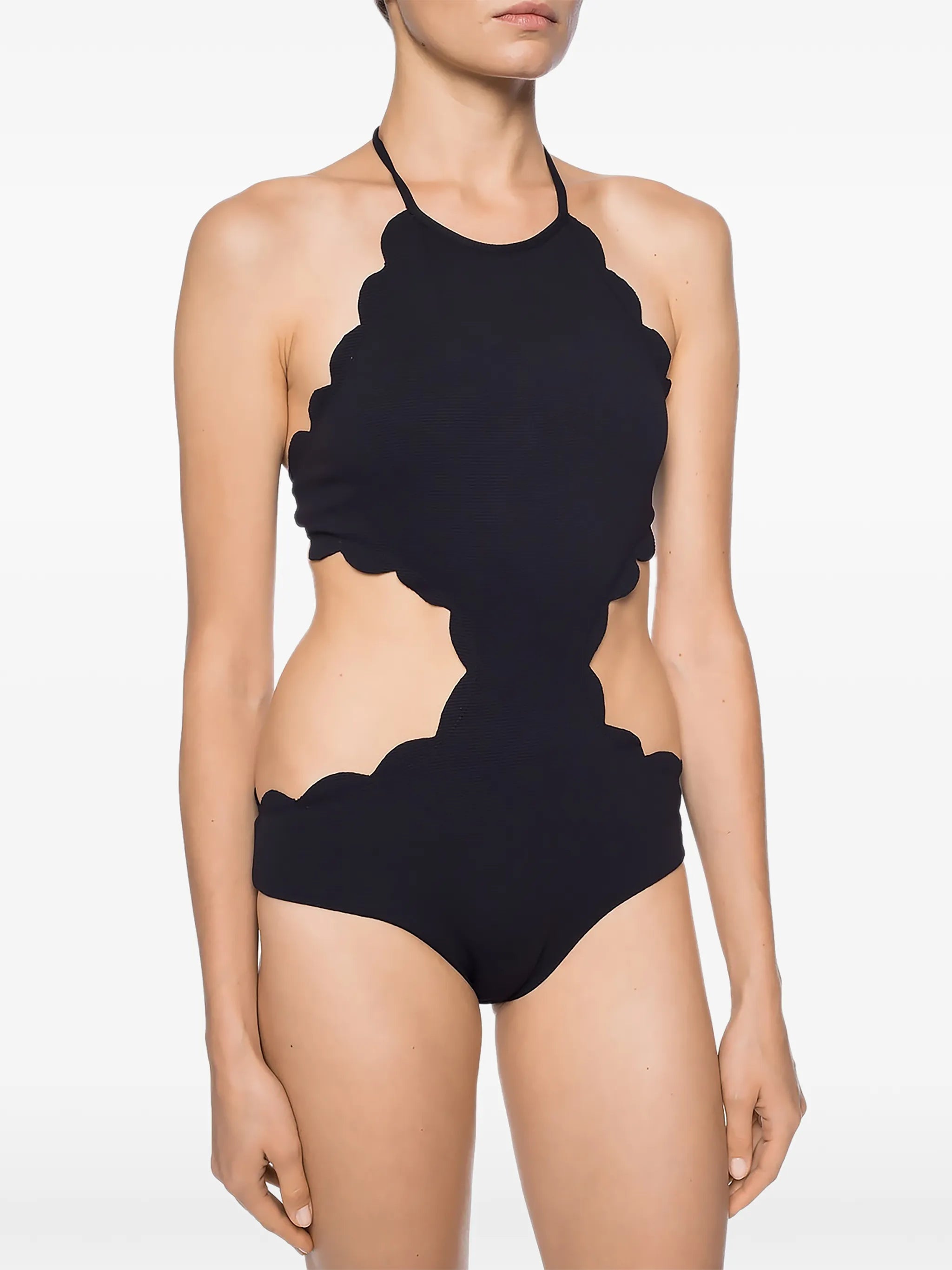 scalloped hem cut-out swimsuit