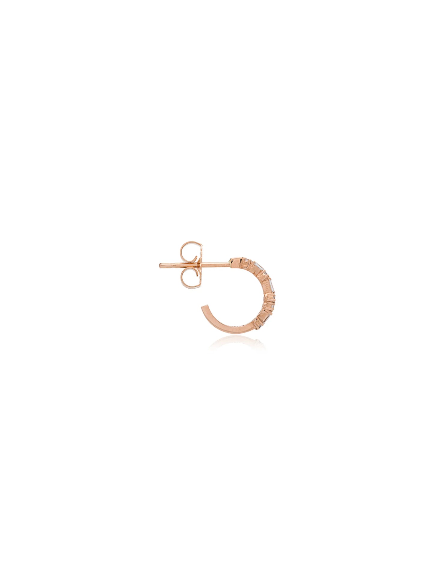 18kt rose gold and diamond small hoop earrings