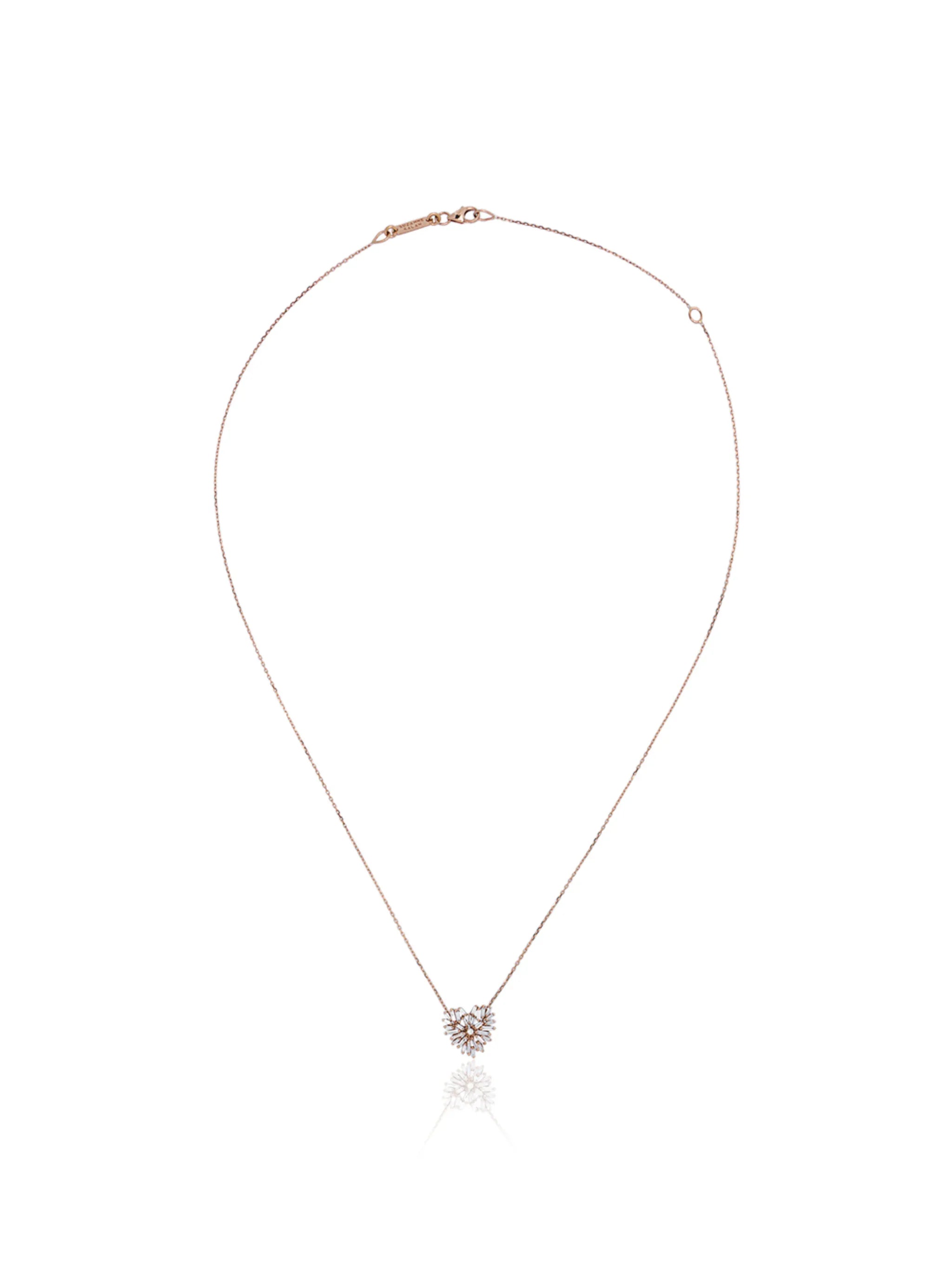 18kt rose gold heart diamond necklace