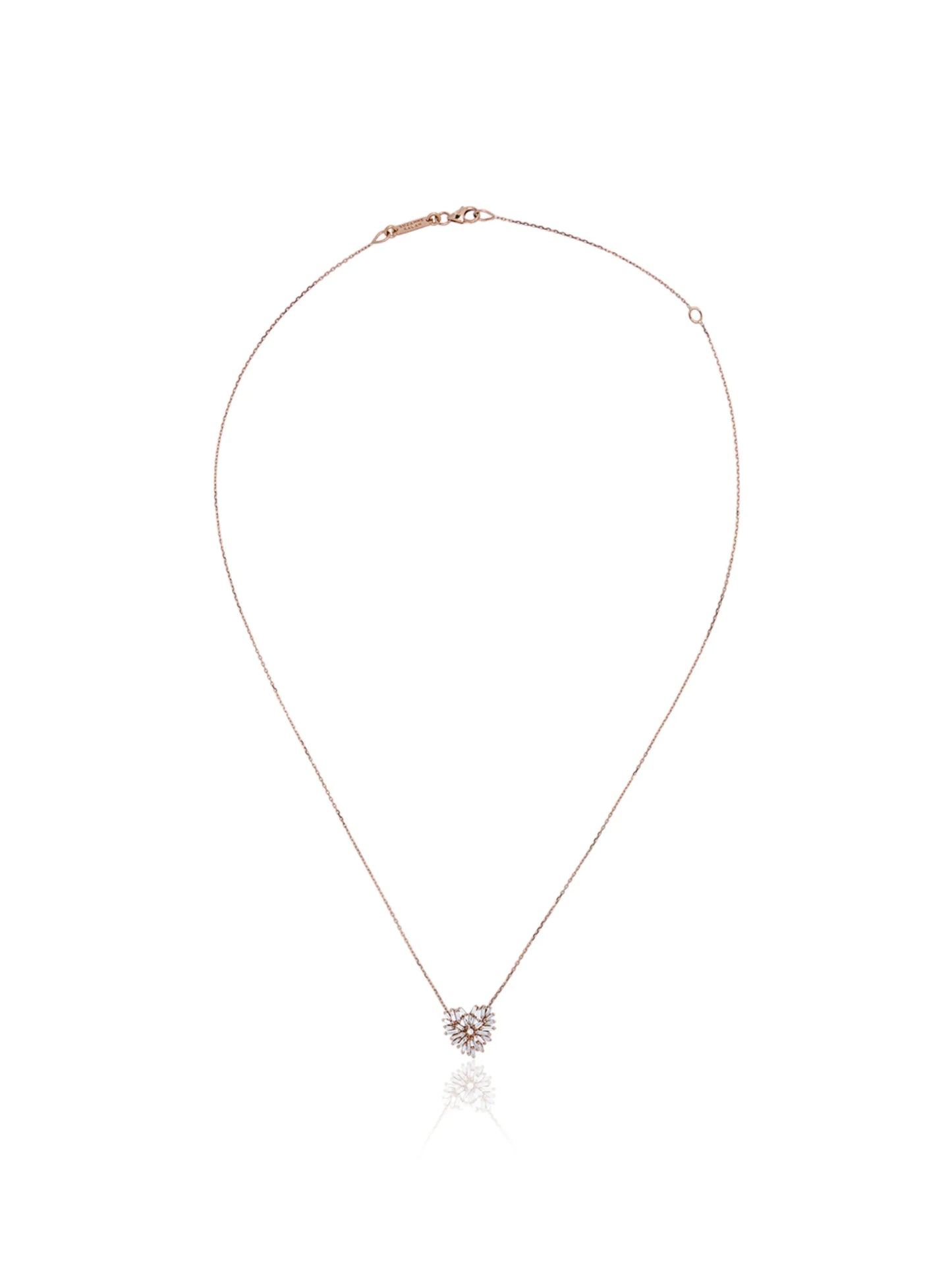 18kt rose gold heart diamond necklace