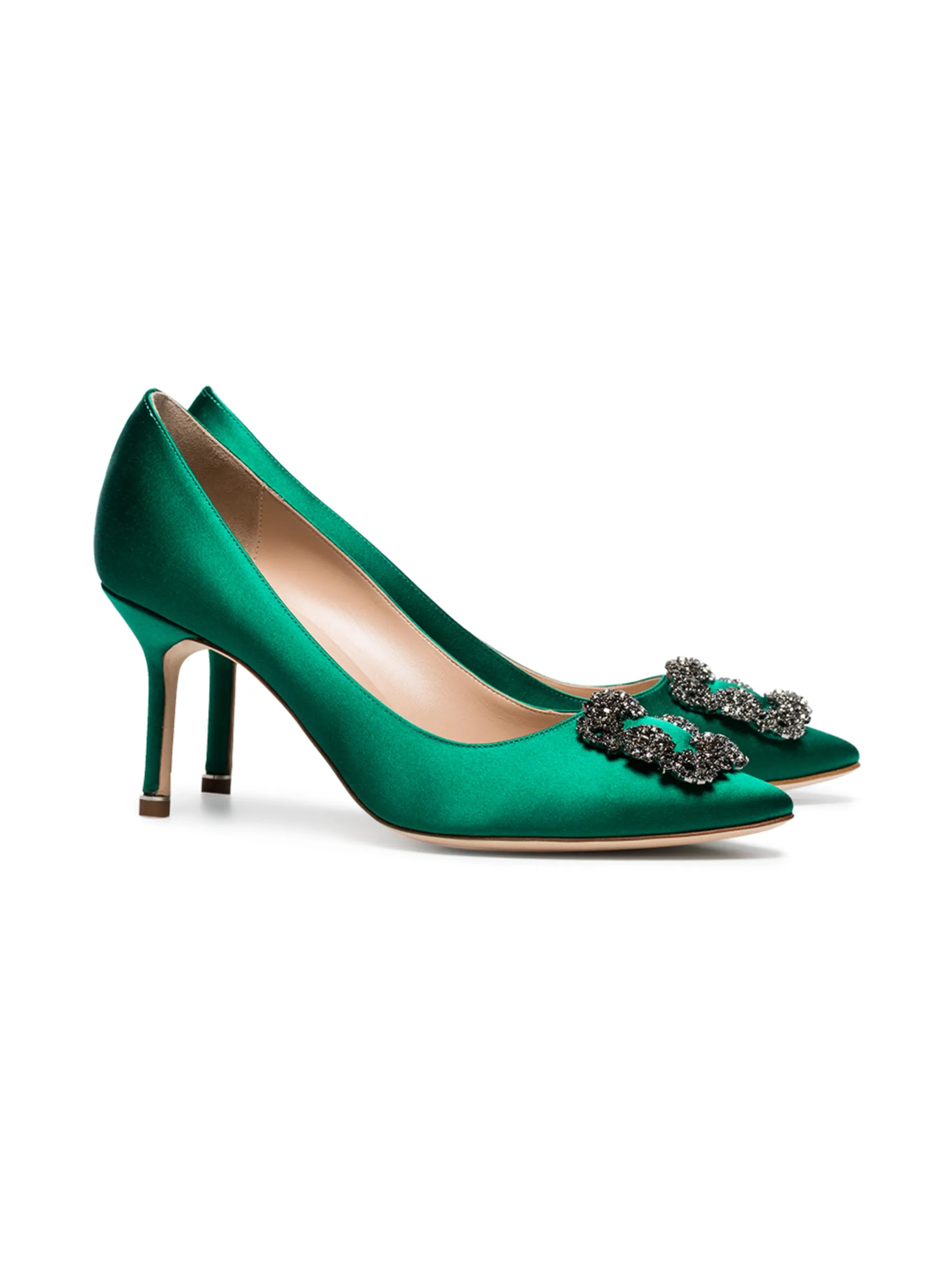 Hangisi 70mm appliqué satin pumps
