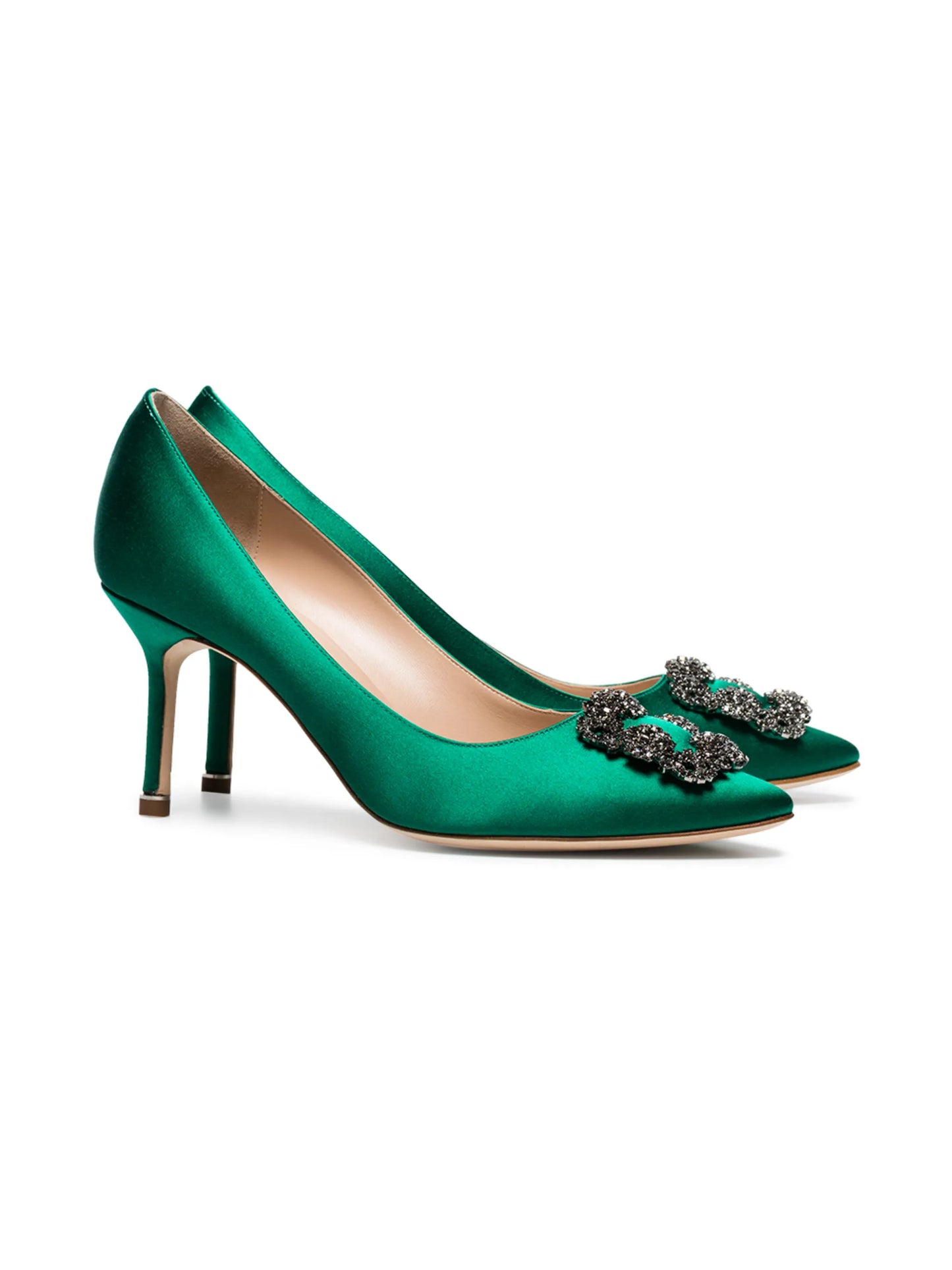 Hangisi 70mm appliqué satin pumps