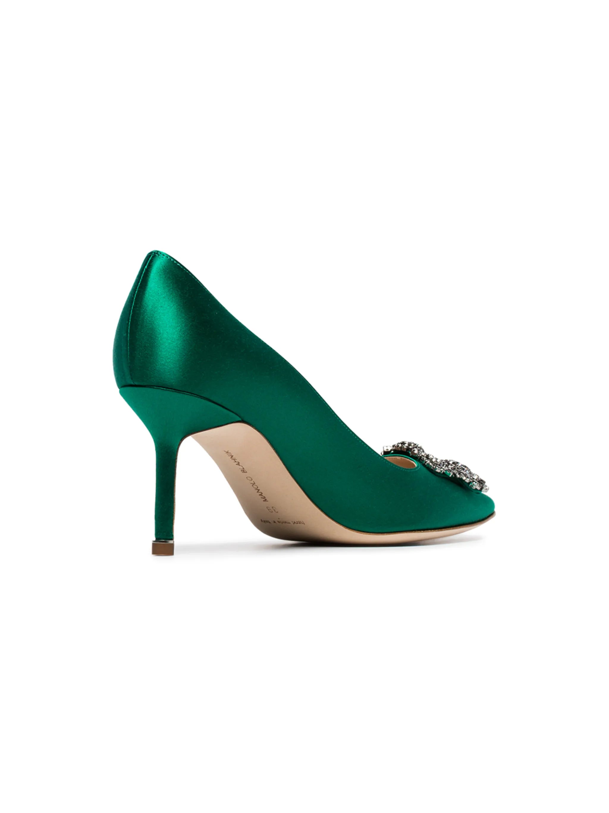 Hangisi 70mm appliqué satin pumps